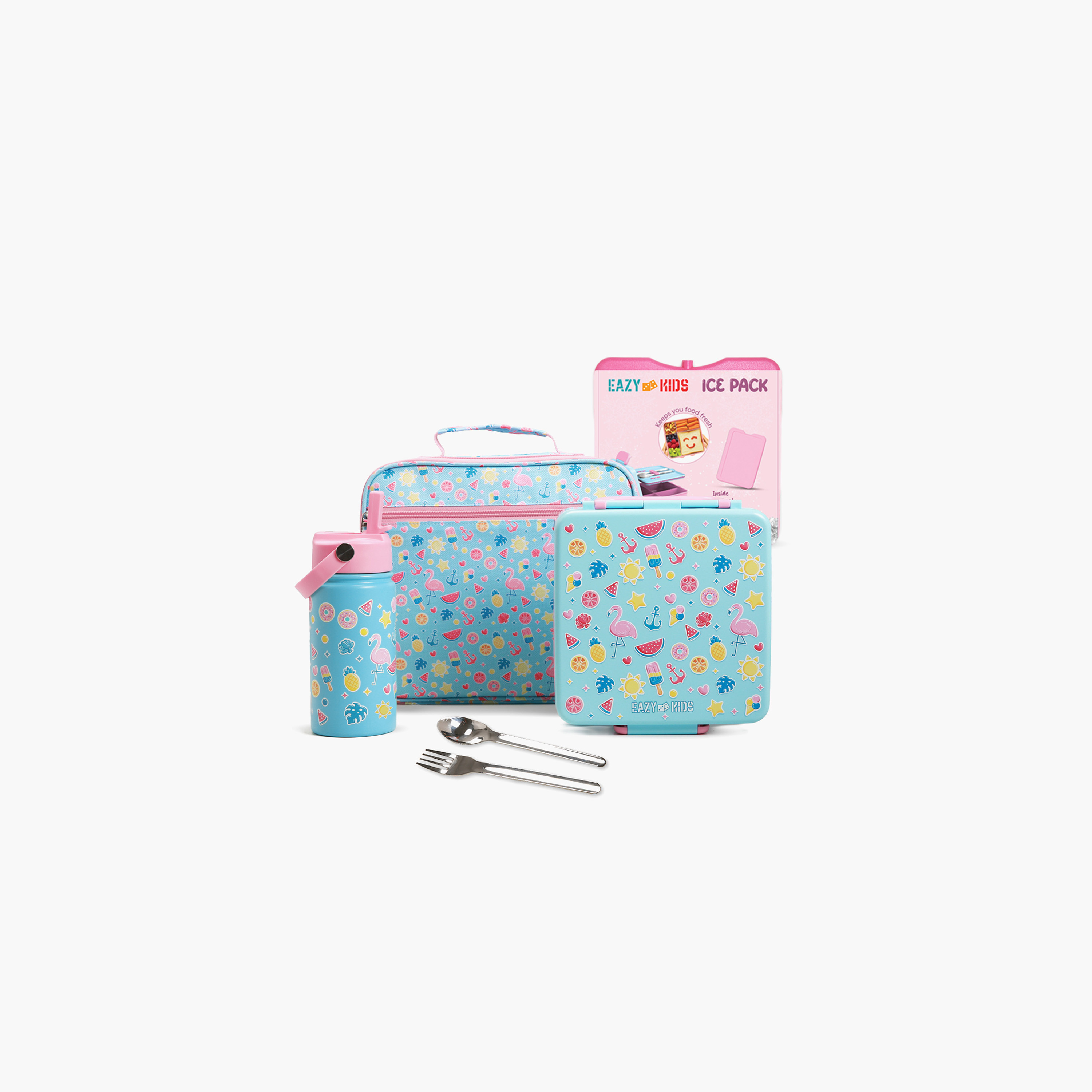 Eazy Kids Printed 5-Piece Lunch Bag and Water Bottle Set-school-lunchessentials-lunchboxes-image-1