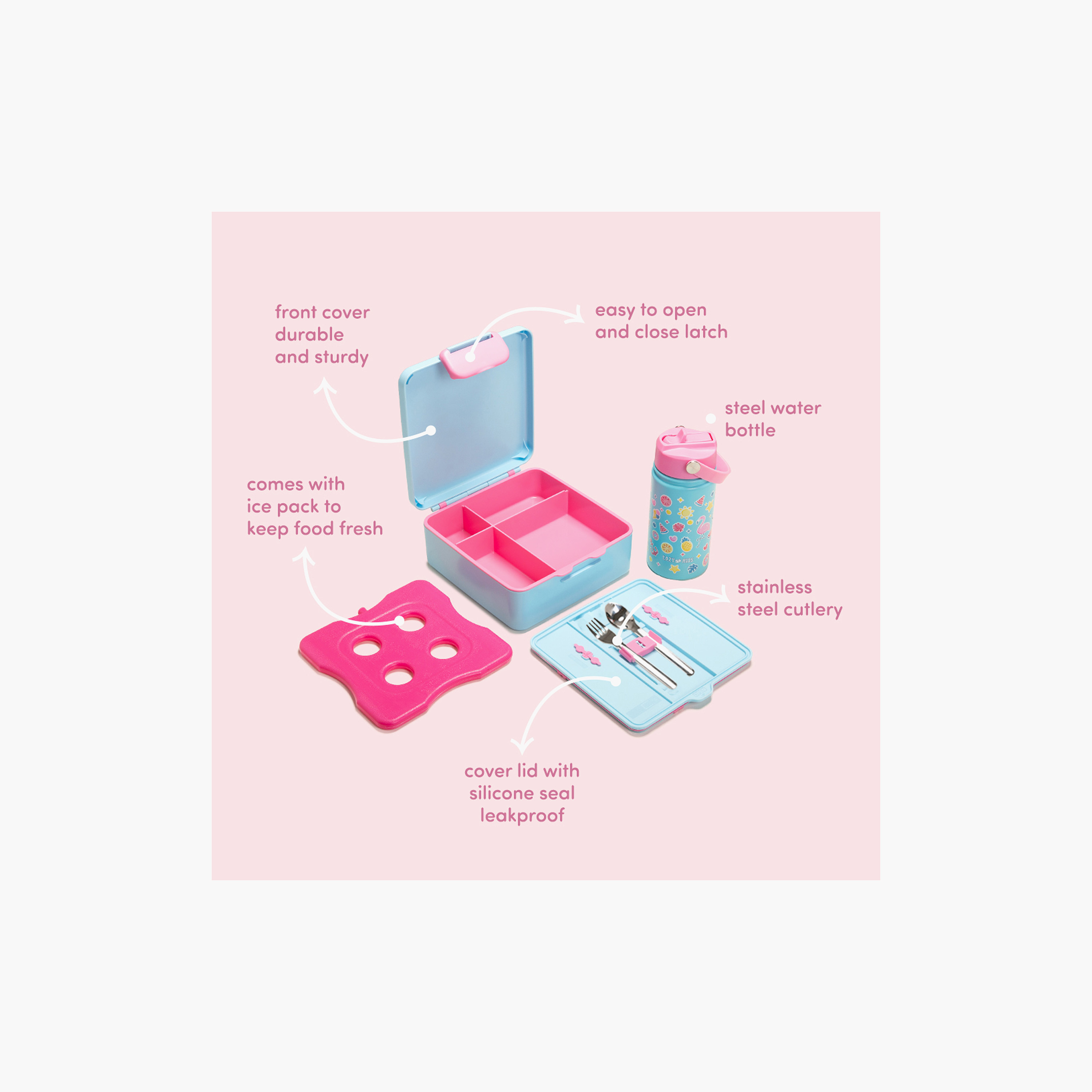 طقم شنطة غداء وقارورة مياه 5 قطع بطبعات من إيزي كيدز-school-lunchessentials-lunchboxes-image-7