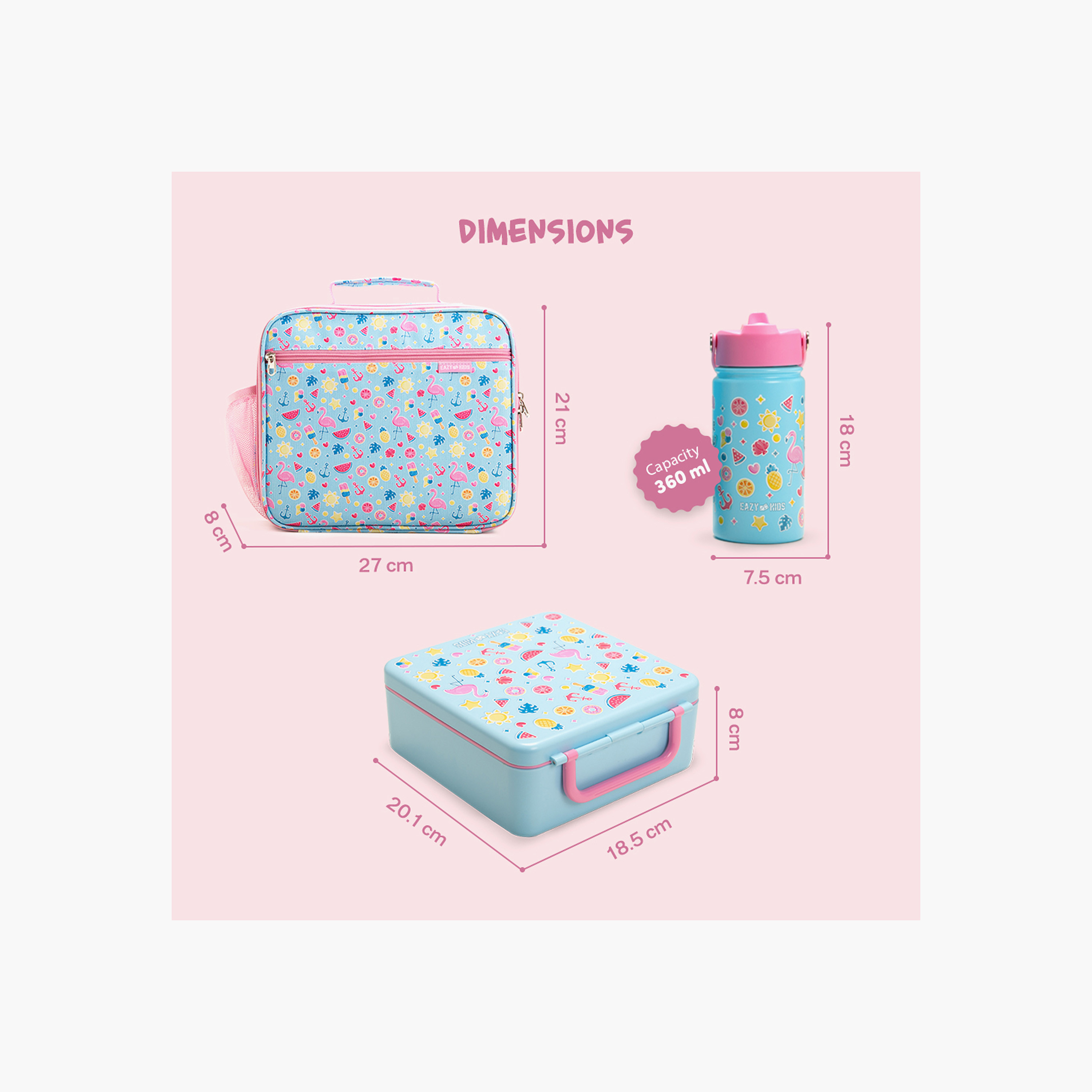 Eazy Kids Printed 5-Piece Lunch Bag and Water Bottle Set-school-lunchessentials-lunchboxes-image-9