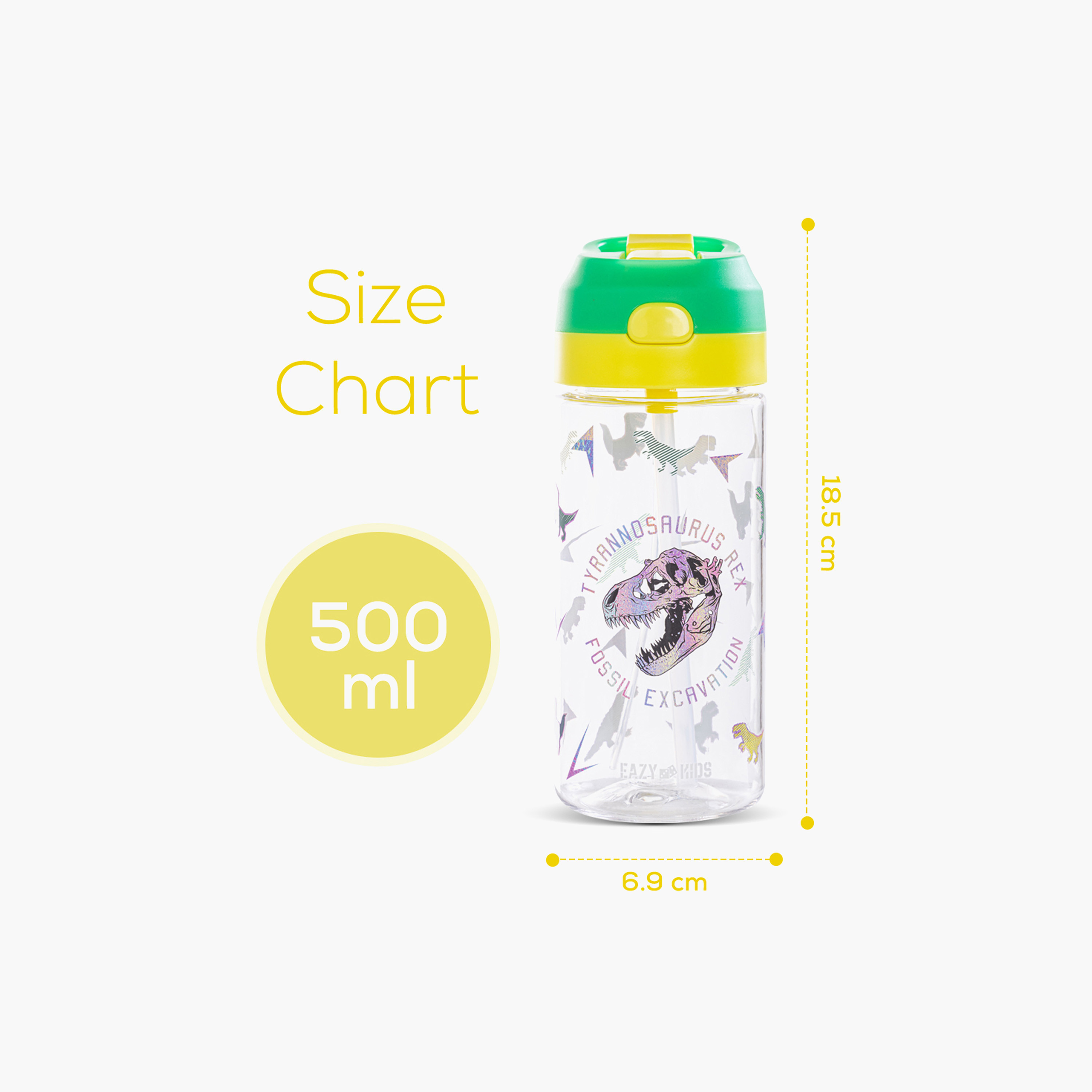 Eazy Kids Dinosaur Print Sipper Water Bottle with Spray Nozzle and Handle - 500 ml-school-waterbottles-image-8