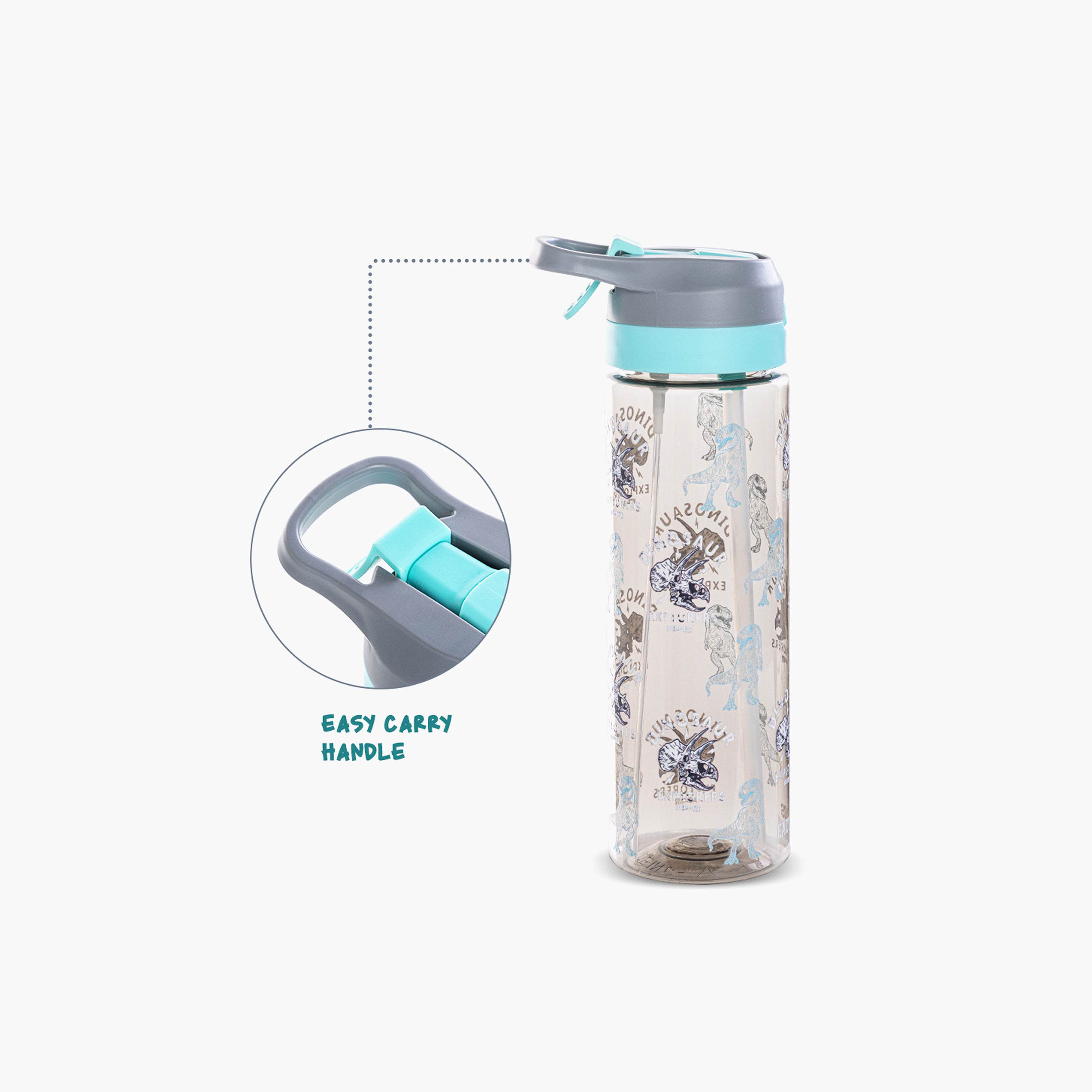 Eazy Kids Dinosaur Print Sipper Water Bottle with Spray Nozzle and Handle - 750 ml-school-waterbottles-image-6