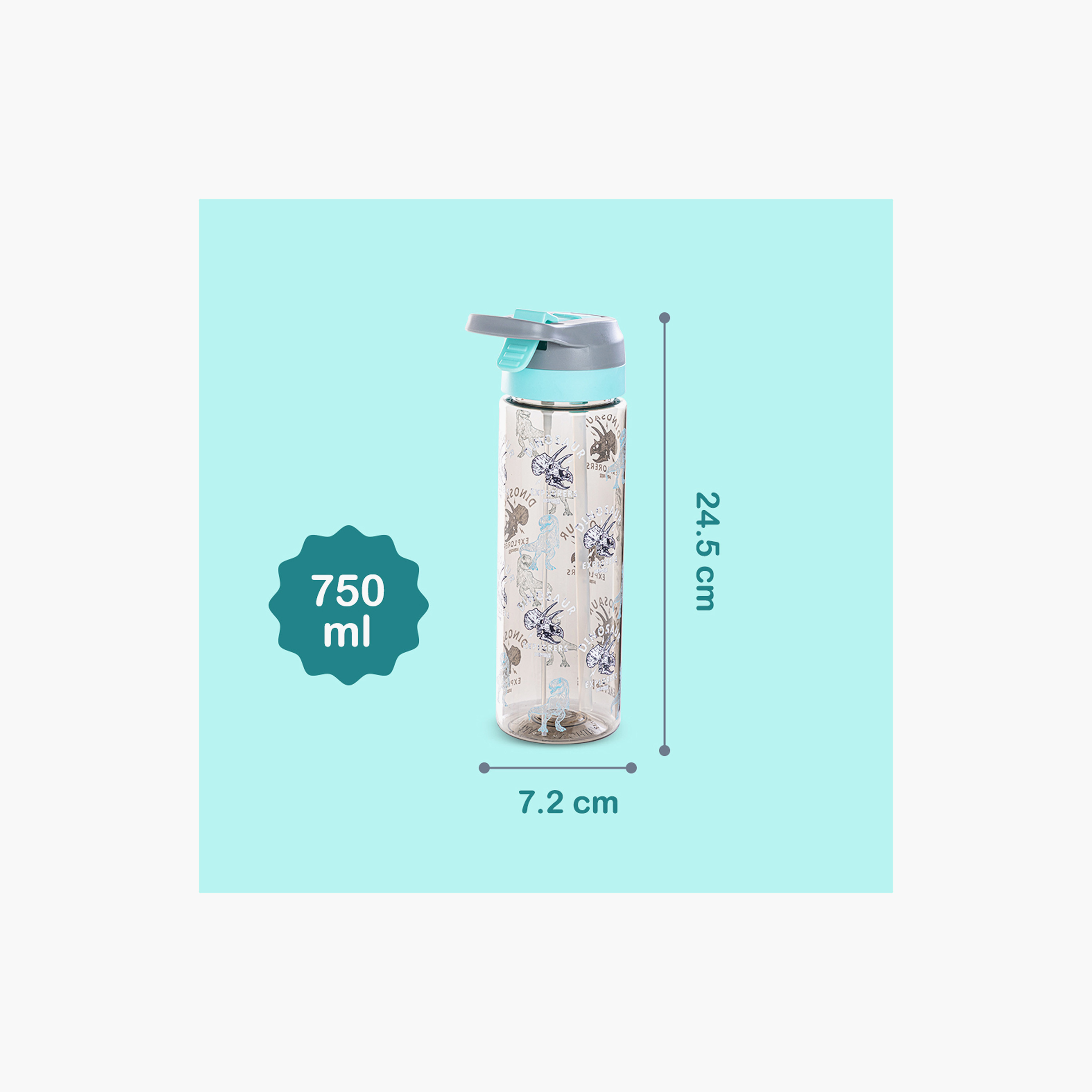 Eazy Kids Dinosaur Print Sipper Water Bottle with Spray Nozzle and Handle - 750 ml-school-waterbottles-image-8