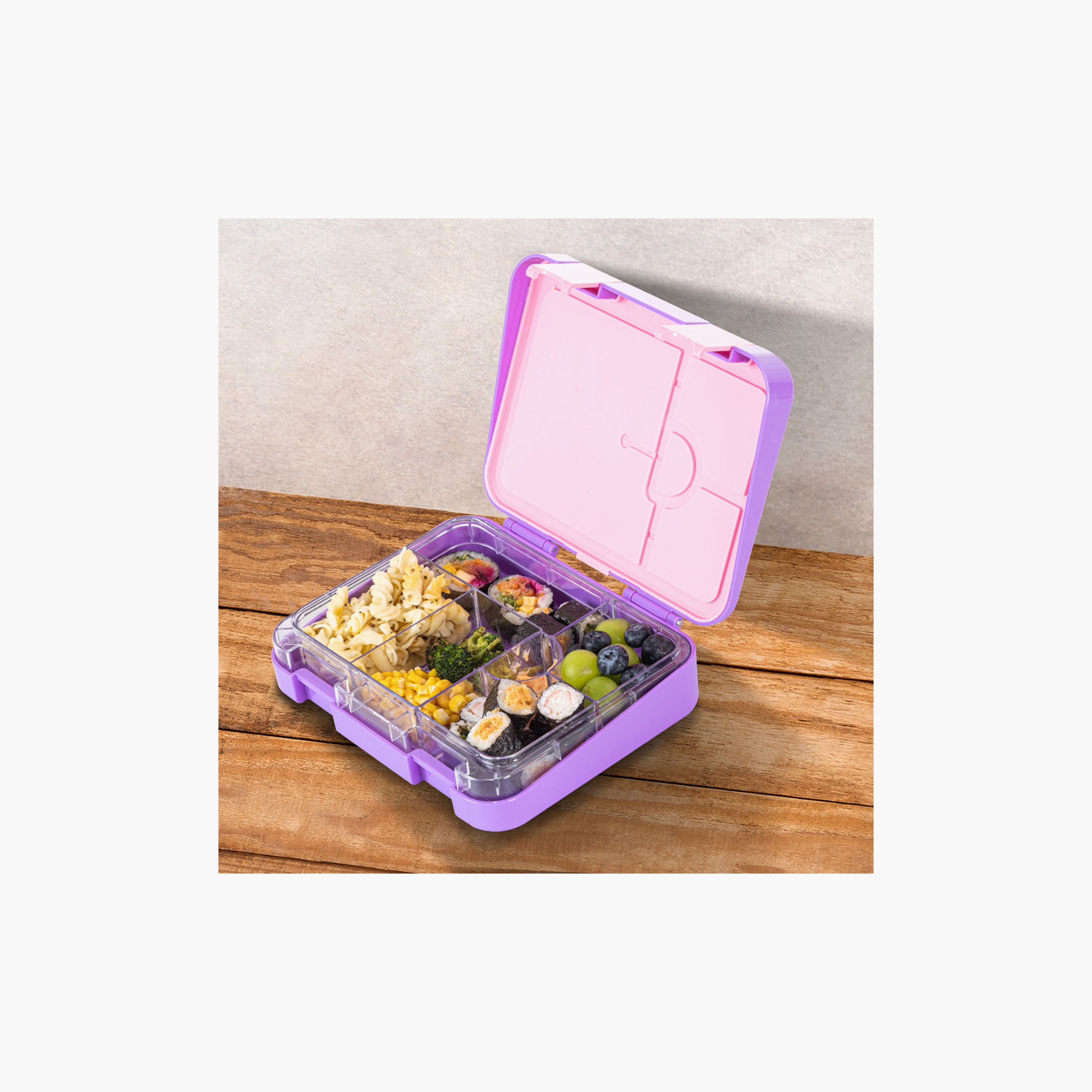 Eazy Kids 6 & 4 Convertible Bento Lunch Box with Accessories - 1160 ml - Butterfly - Purple-school-lunchessentials-lunchboxes-image-10