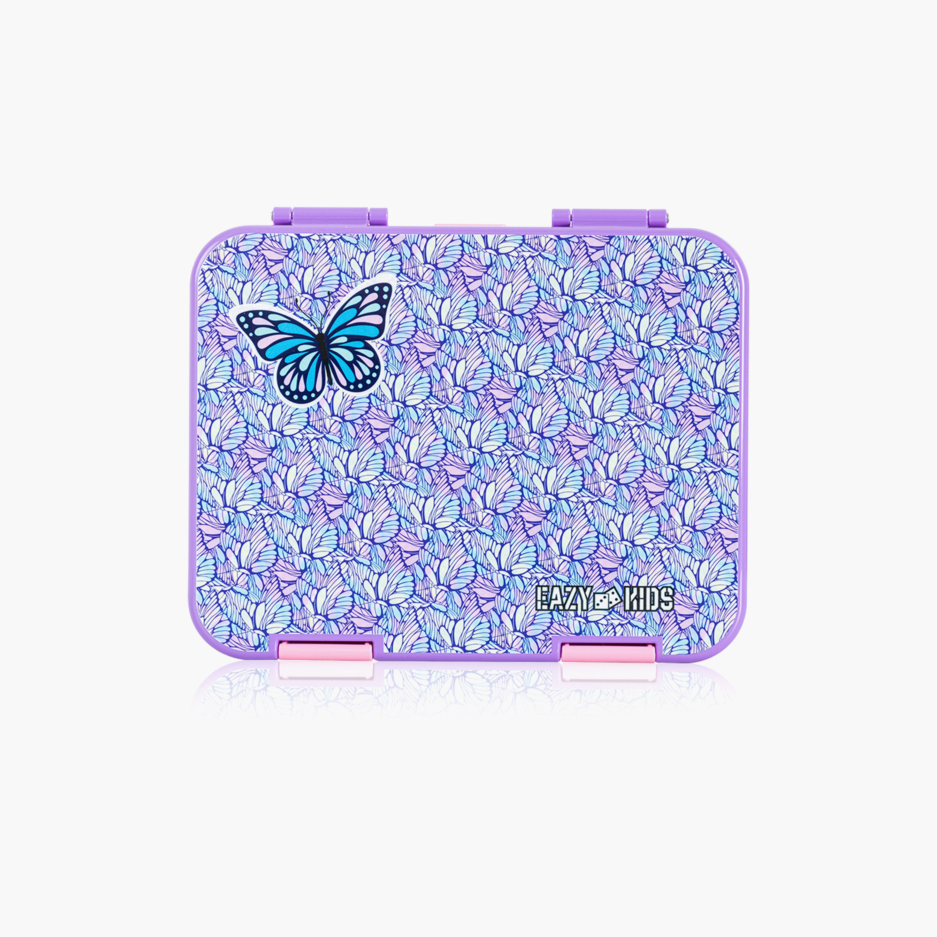 Eazy Kids 6 & 4 Convertible Bento Lunch Box with Accessories - 1160 ml - Butterfly - Purple-school-lunchessentials-lunchboxes-image-4