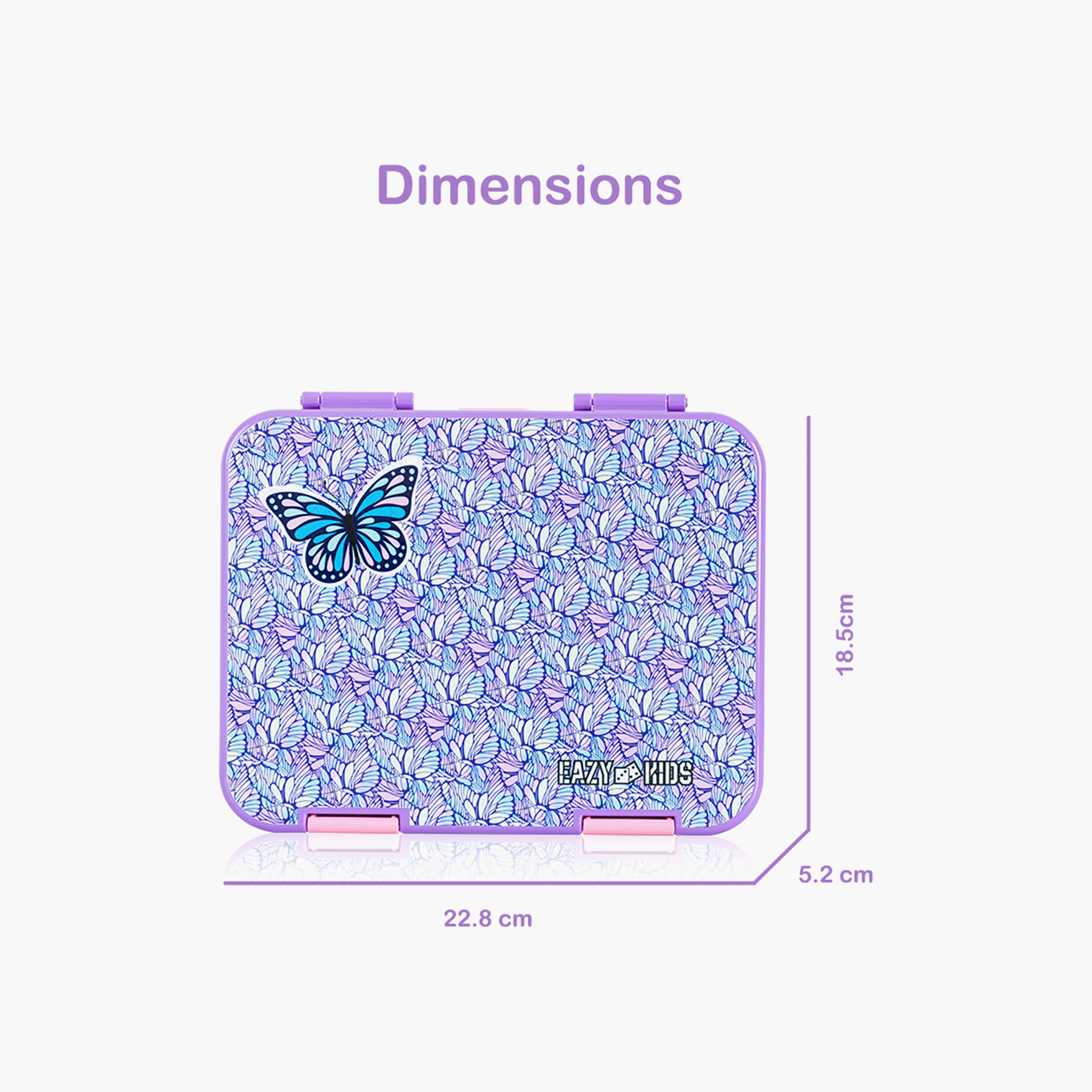 Eazy Kids 6 & 4 Convertible Bento Lunch Box with Accessories - 1160 ml - Butterfly - Purple-school-lunchessentials-lunchboxes-image-6
