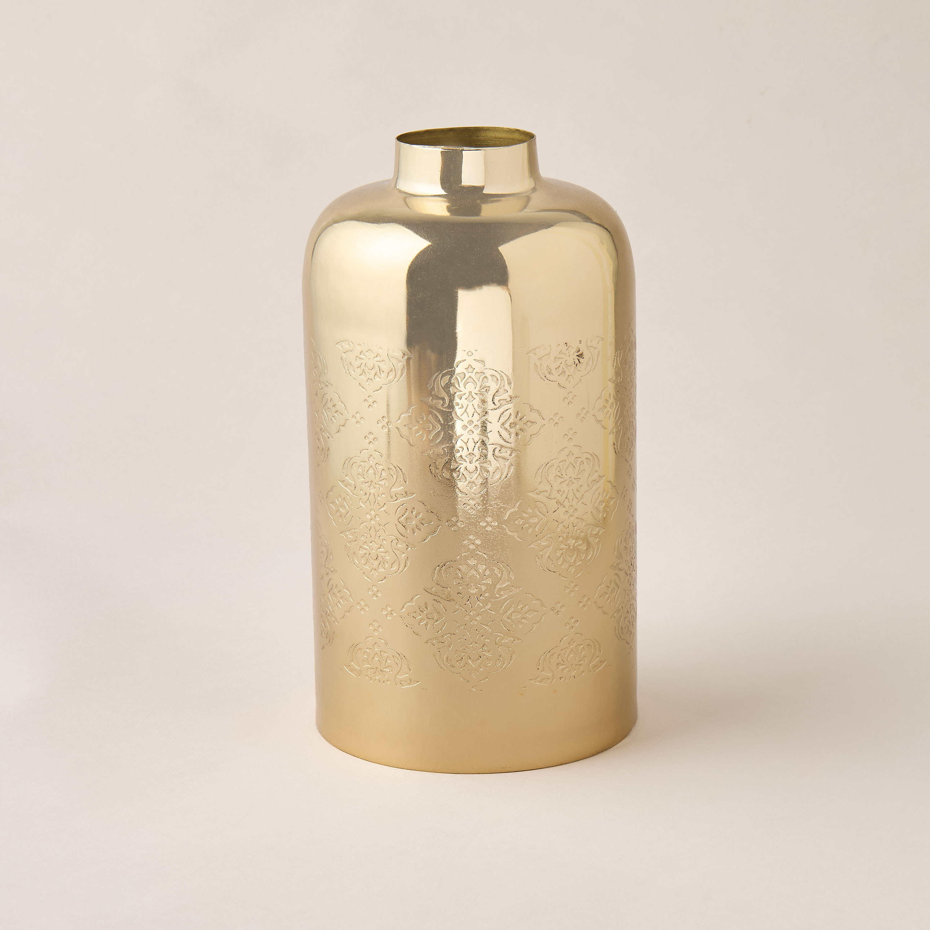 Embossed Metal Vase - 13x13x24 cms-household-decor-vasesandbowls-image-1