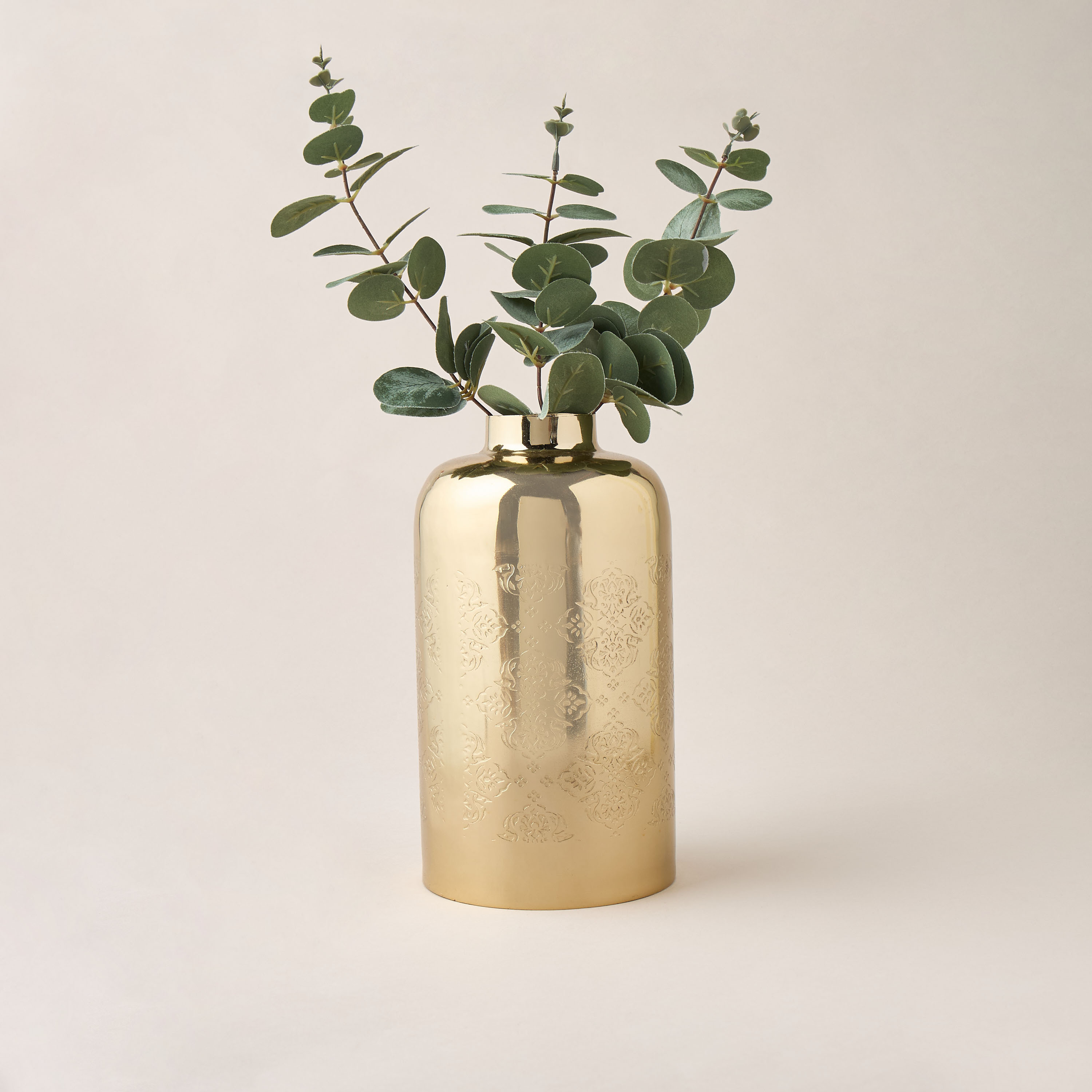 Embossed Metal Vase - 13x13x24 cms-household-decor-vasesandbowls-image-2