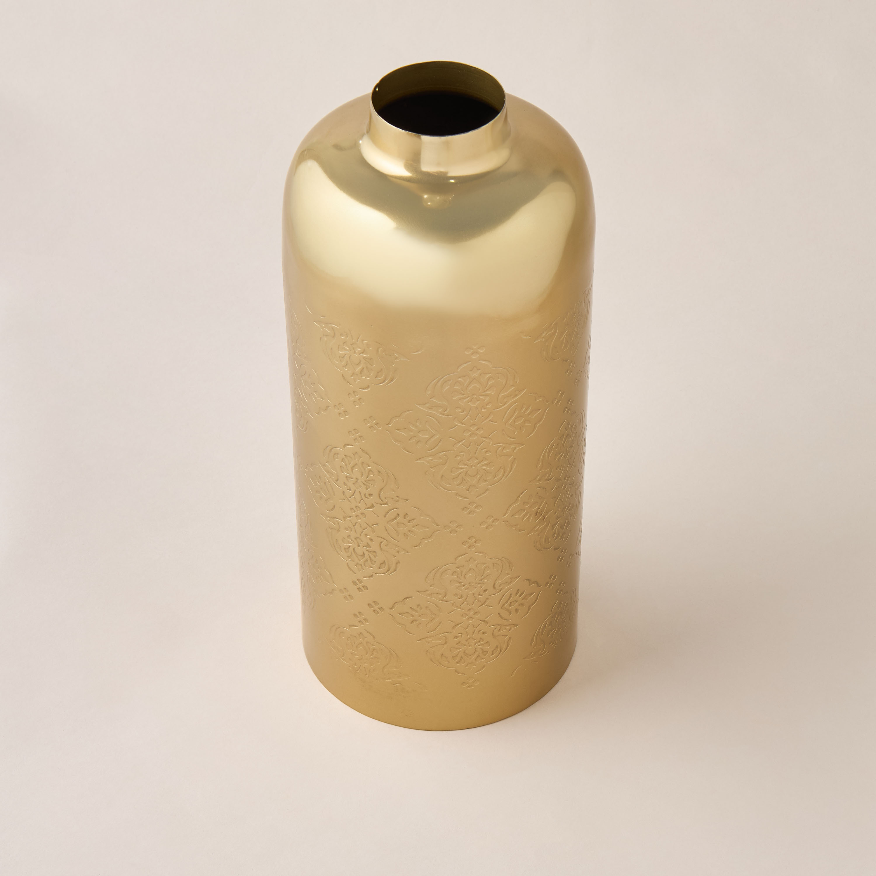 Floral Embossed Metal Vase - 13x13x31 cms-household-decor-vasesandbowls-image-3
