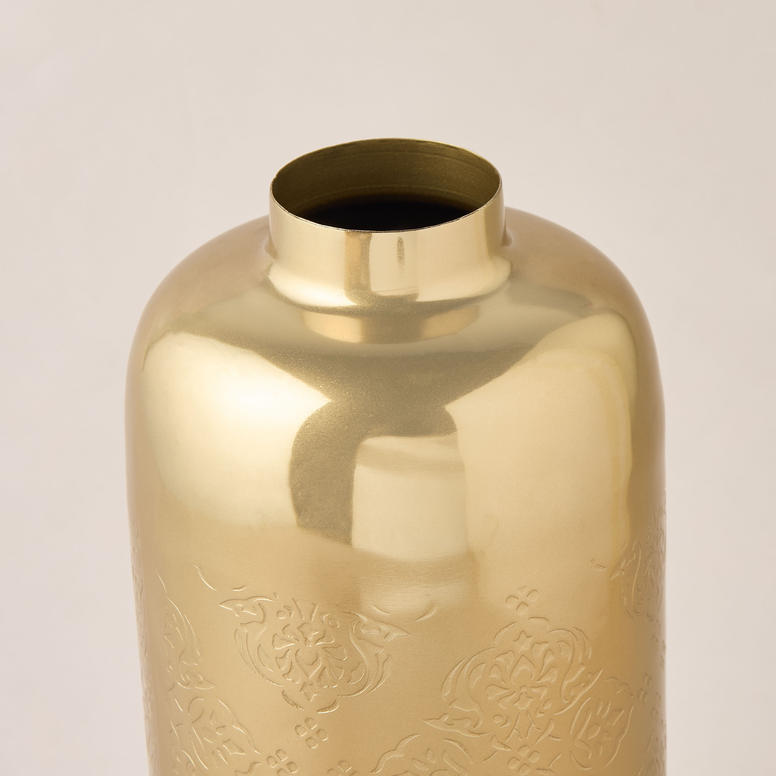 Floral Embossed Metal Vase - 13x13x31 cms-household-decor-vasesandbowls-image-4