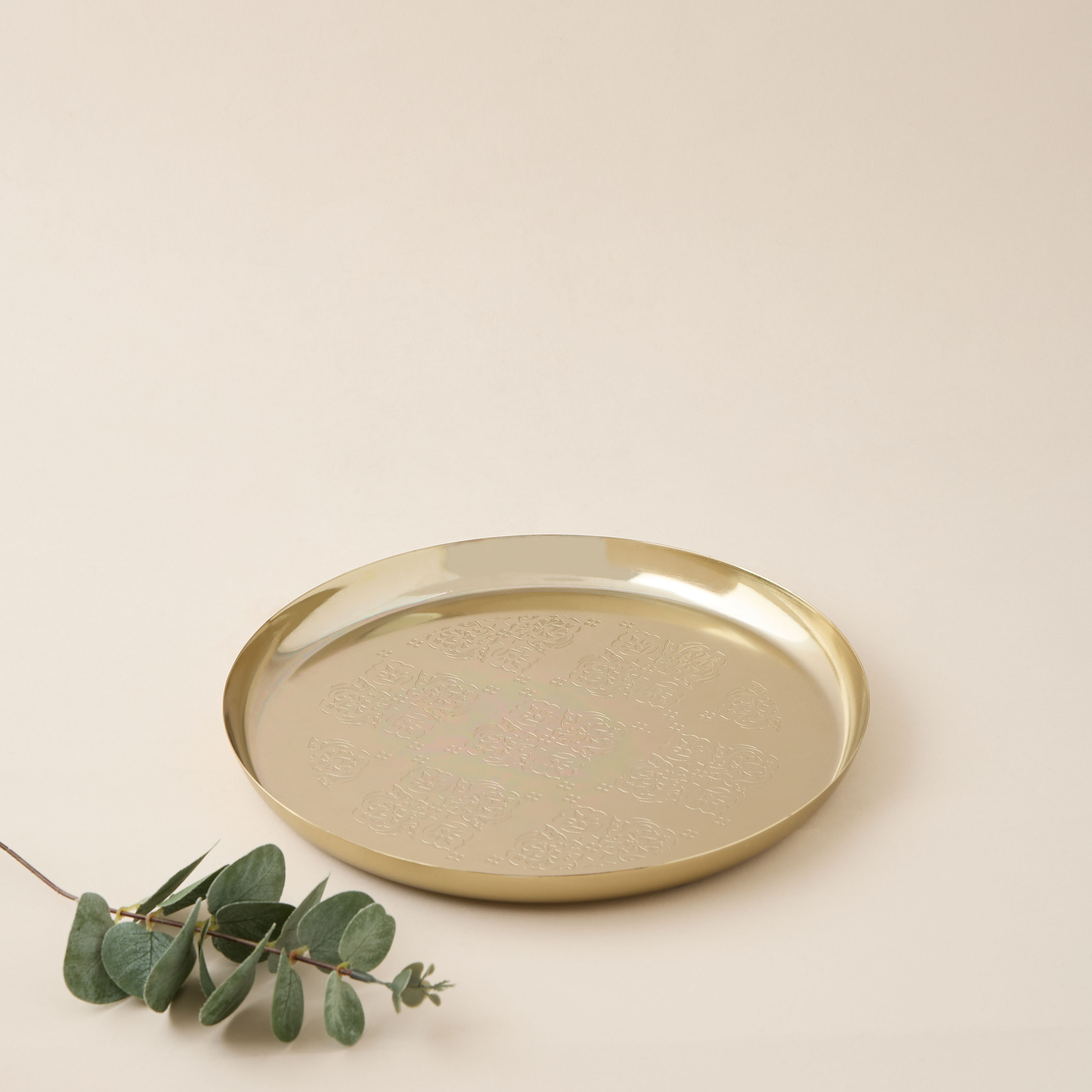 Floral Etched Decorative Tray - 25 cms-household-decor-boxesandtrays-image-1