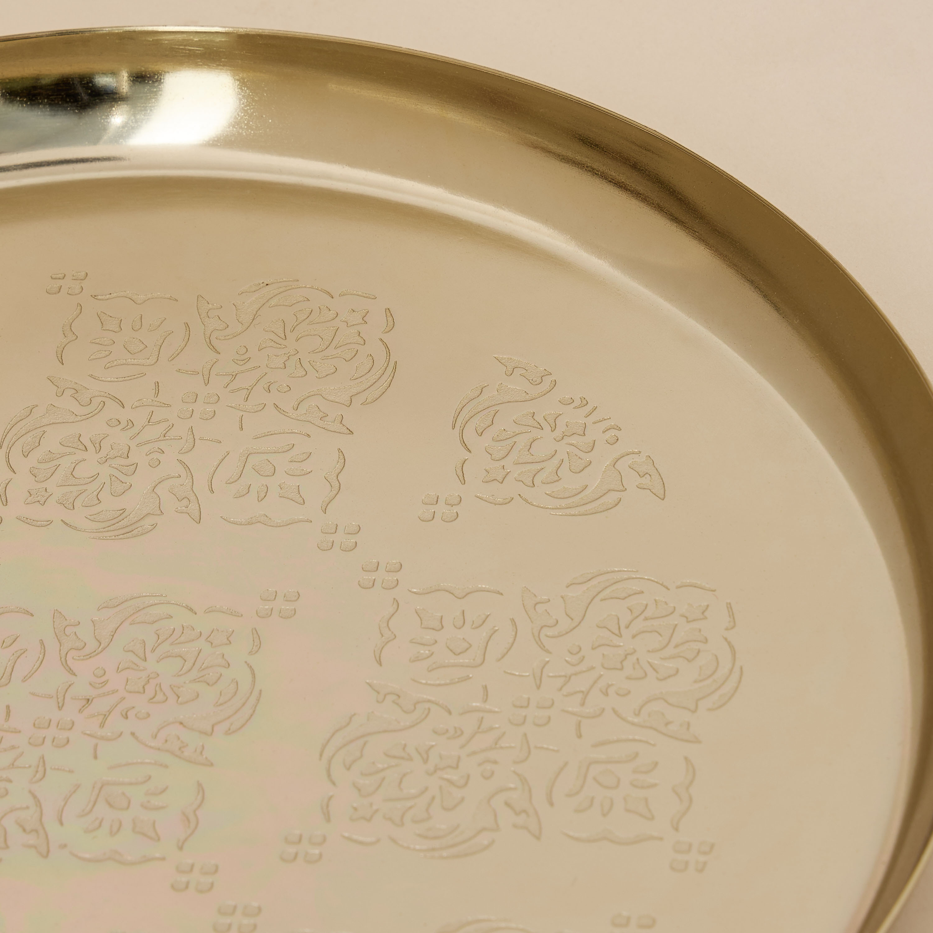 Floral Etched Decorative Tray - 25 cms-household-decor-boxesandtrays-image-3