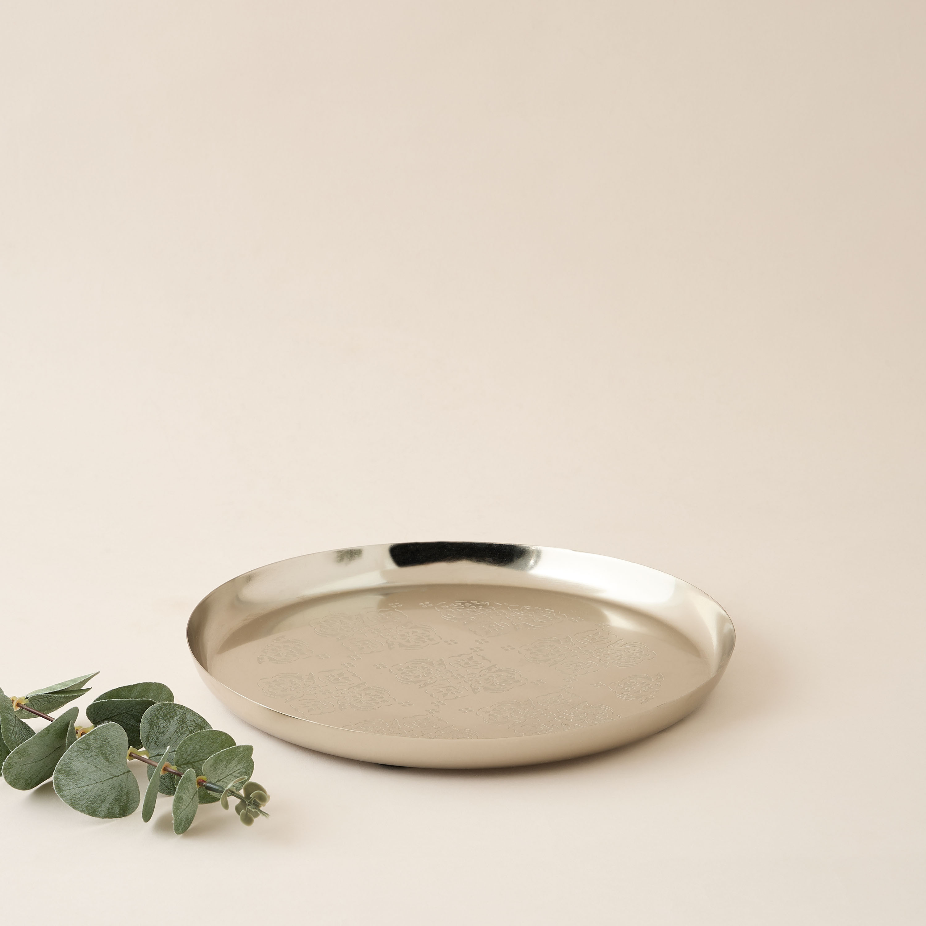Floral Etched Decorative Tray - 25 cms-household-decor-boxesandtrays-image-1