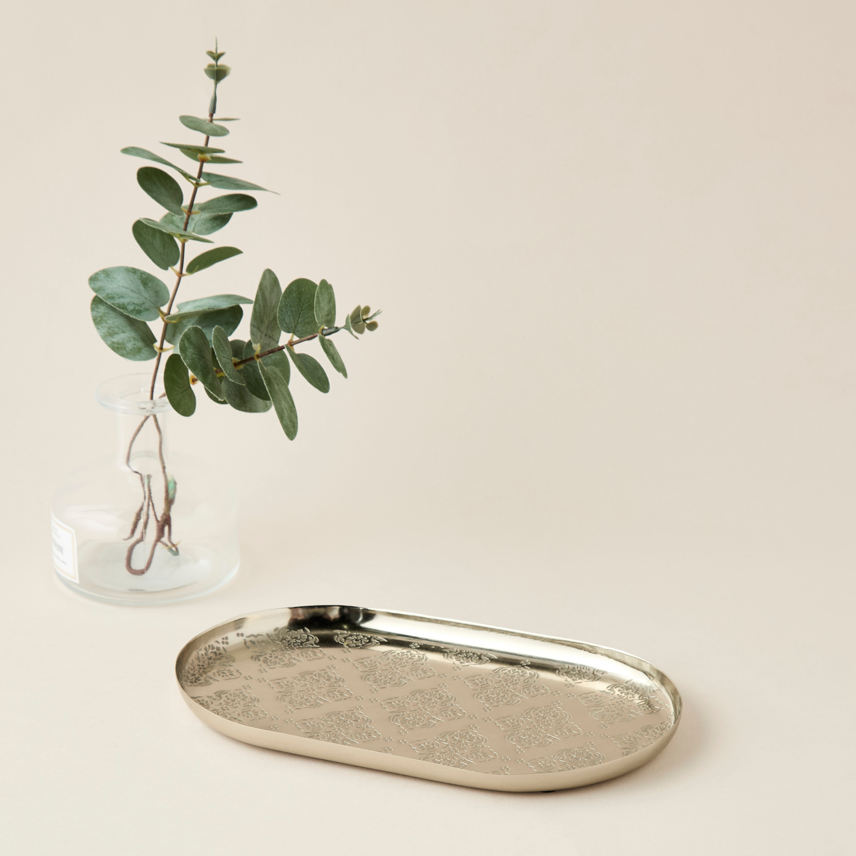 Embossed Metal Serving Tray - 25x16x2 cms-household-dining-serveware-servingtrays-image-1