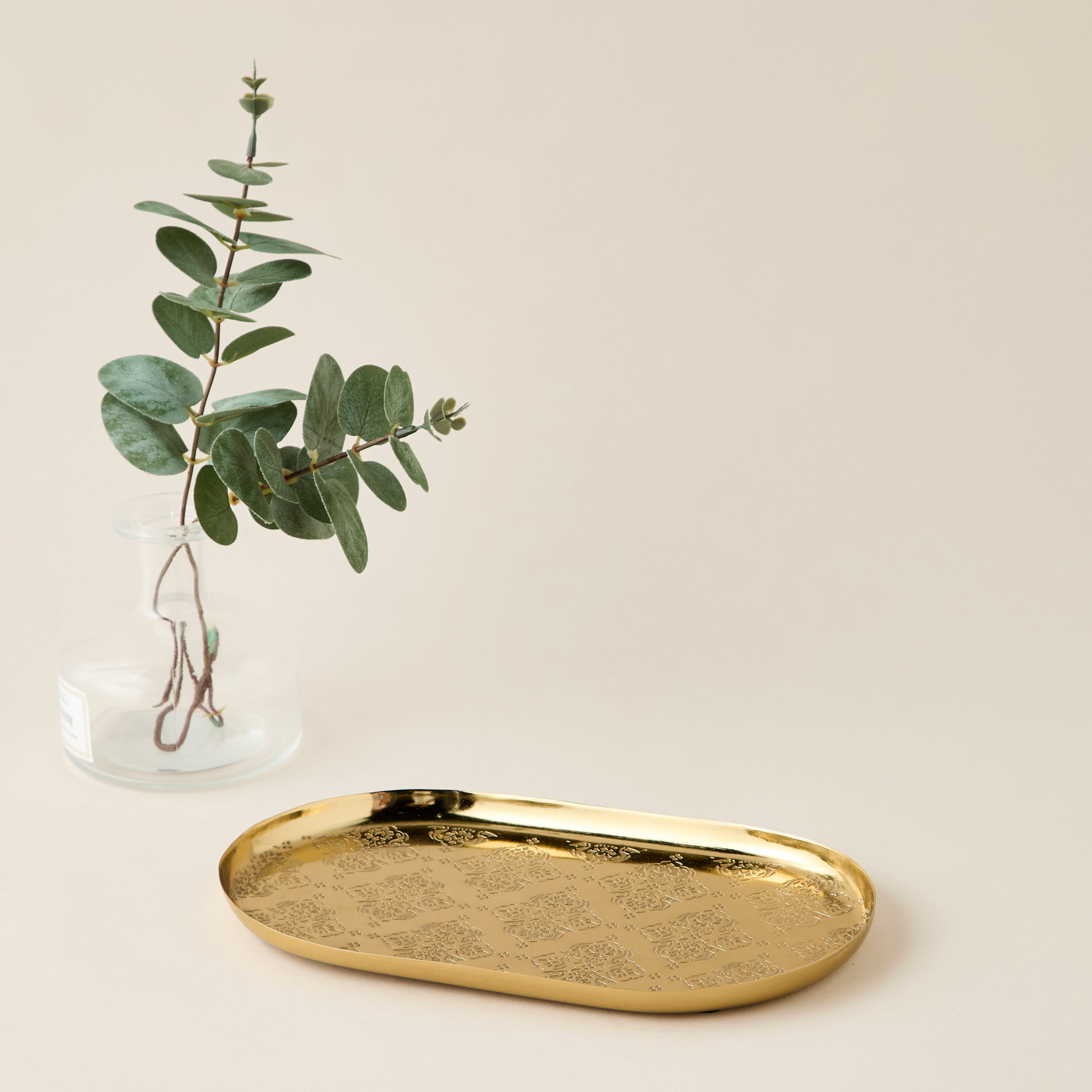 Embossed Metal Serving Tray - 25x16x2 cms-household-dining-serveware-servingtrays-image-1