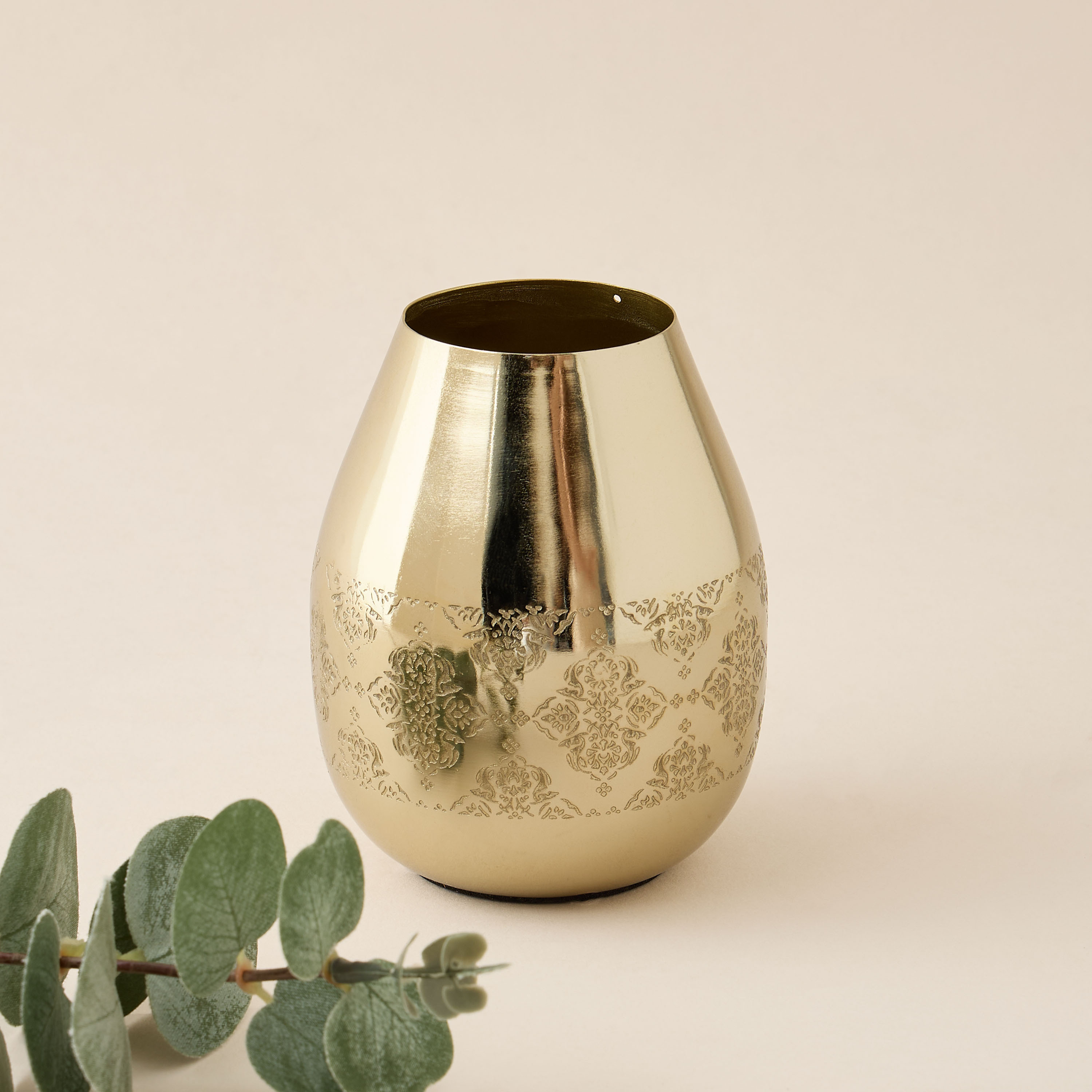Floral Etched Metal Vase - 10 cms-household-decor-vasesandbowls-image-1