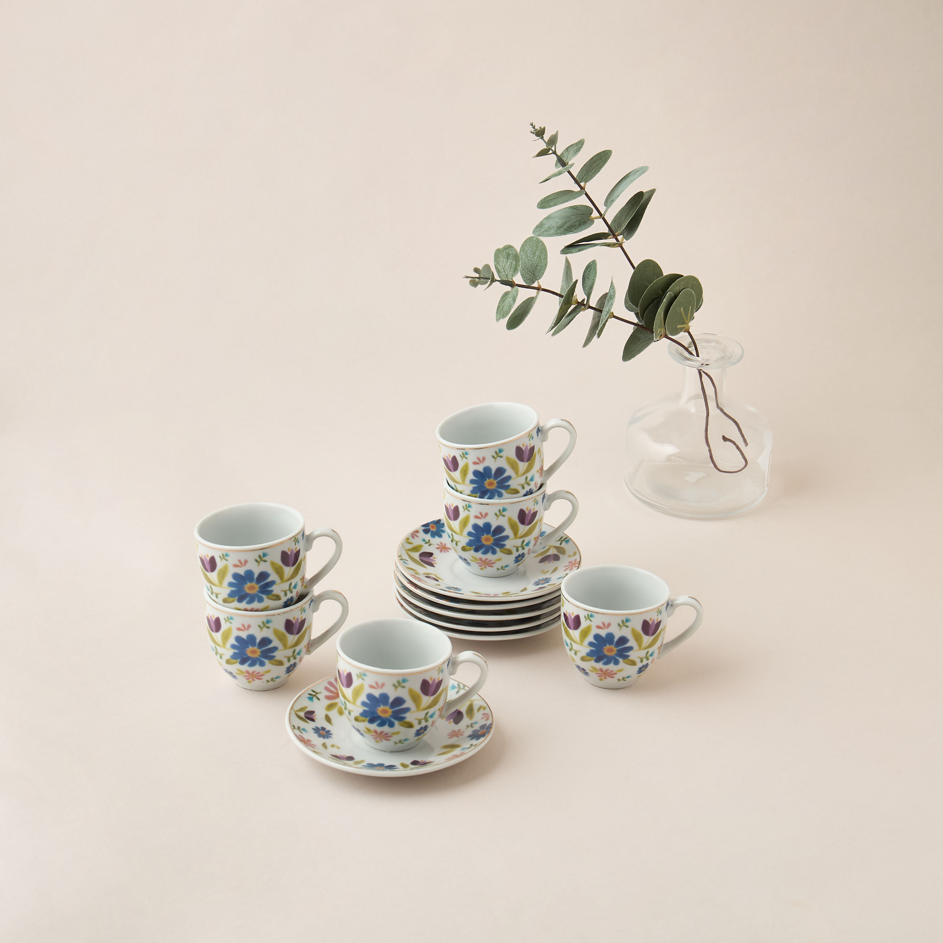 Sylvara 12-Piece Porcelain Cup and Saucer Set - 90 ml-household-dining-teaandcoffee-teaandcoffeesets-image-1