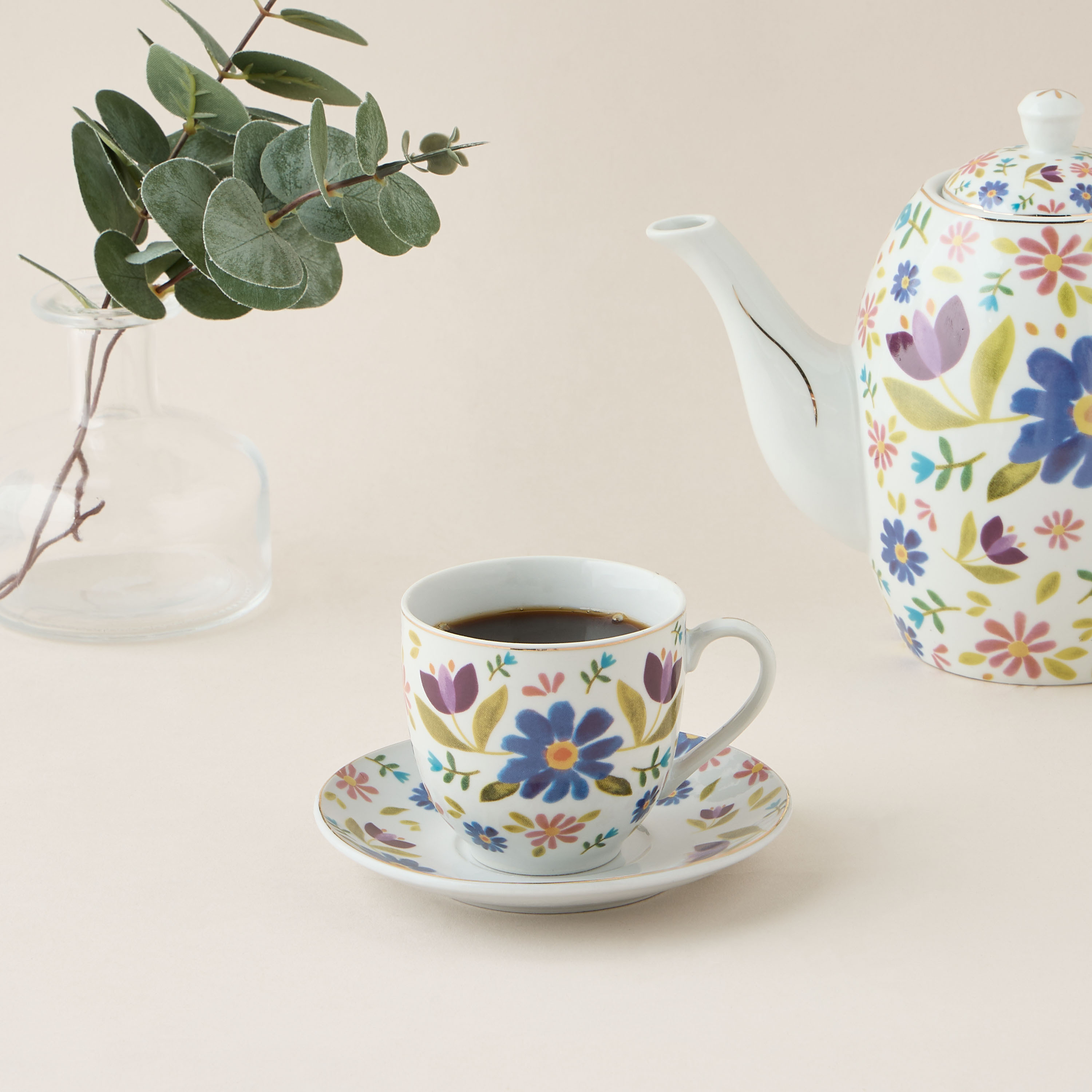 Sylvara 13-Piece Floral Print Ceramic Tea Set-household-dining-teaandcoffee-teaandcoffeesets-image-2