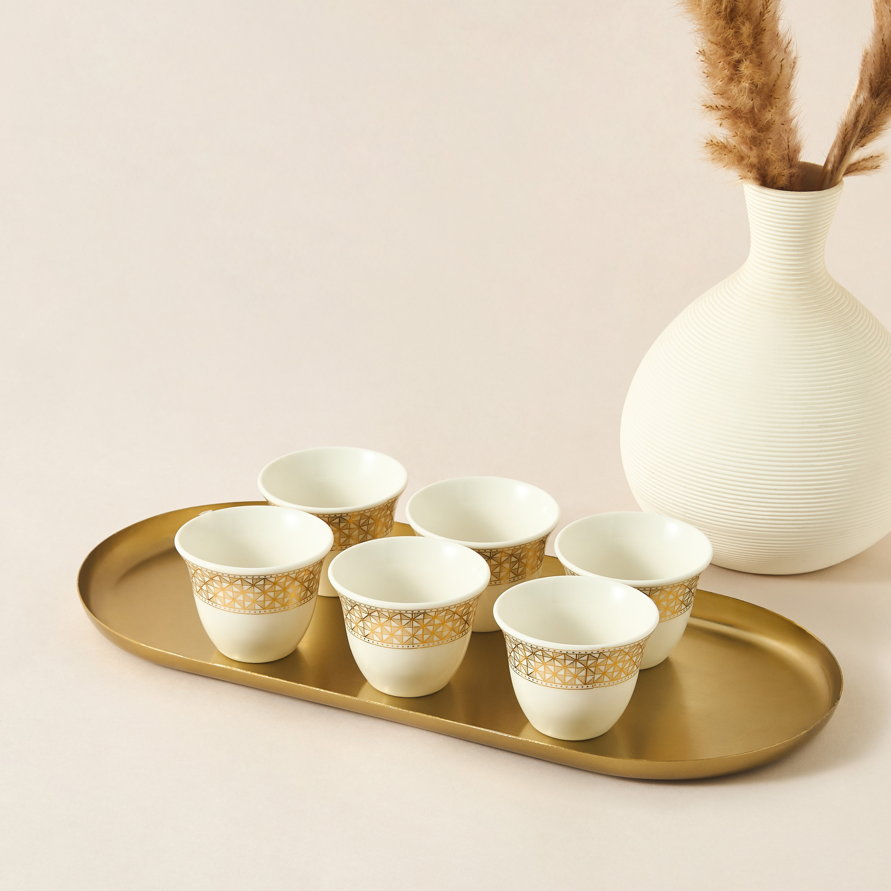 Linear Luxe 6-Piece New Bone China Kahwah Cup Set - 80 ml-household-dining-teaandcoffee-teaandcoffeesets-image-1