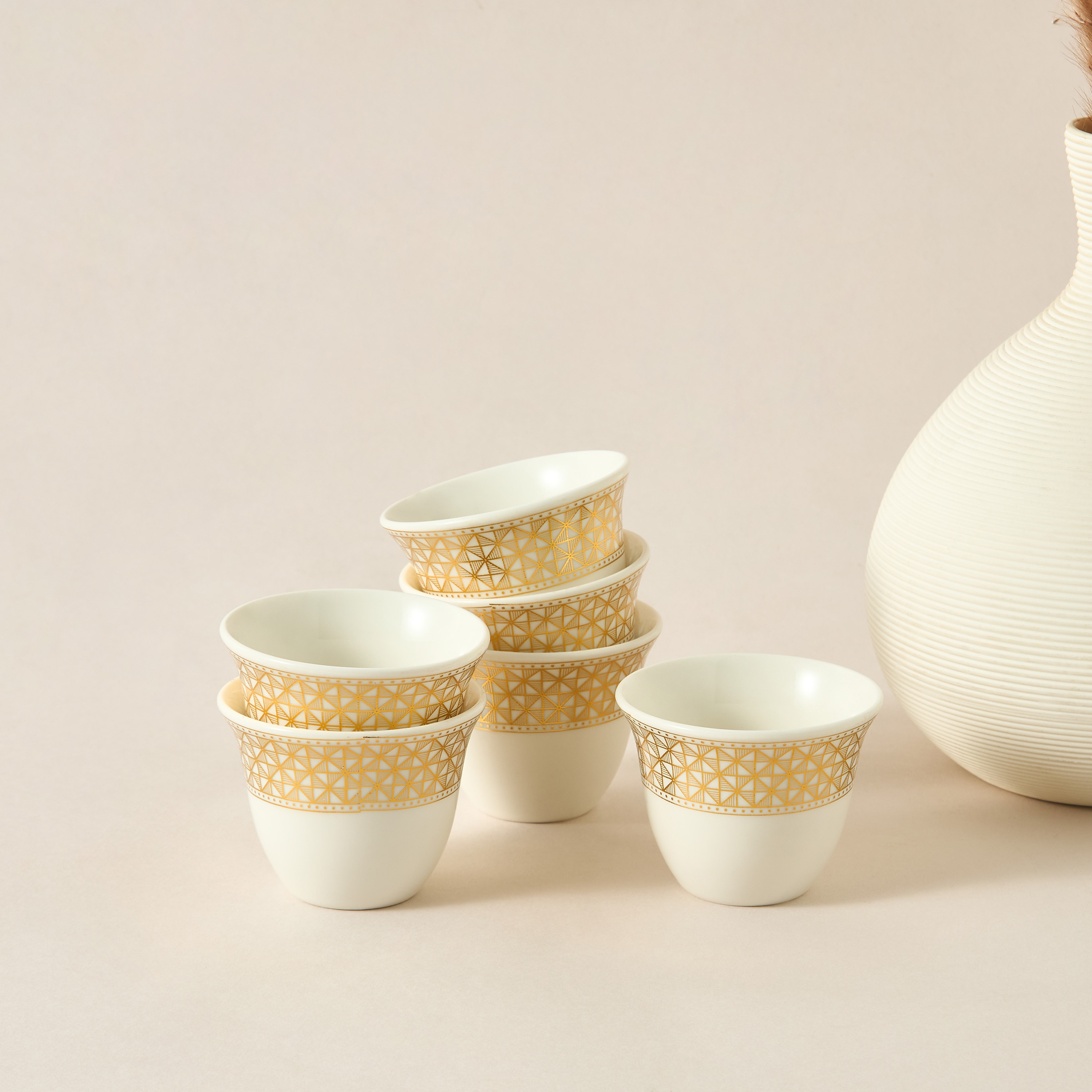 Linear Luxe 6-Piece New Bone China Kahwah Cup Set - 80 ml-household-dining-teaandcoffee-teaandcoffeesets-image-2