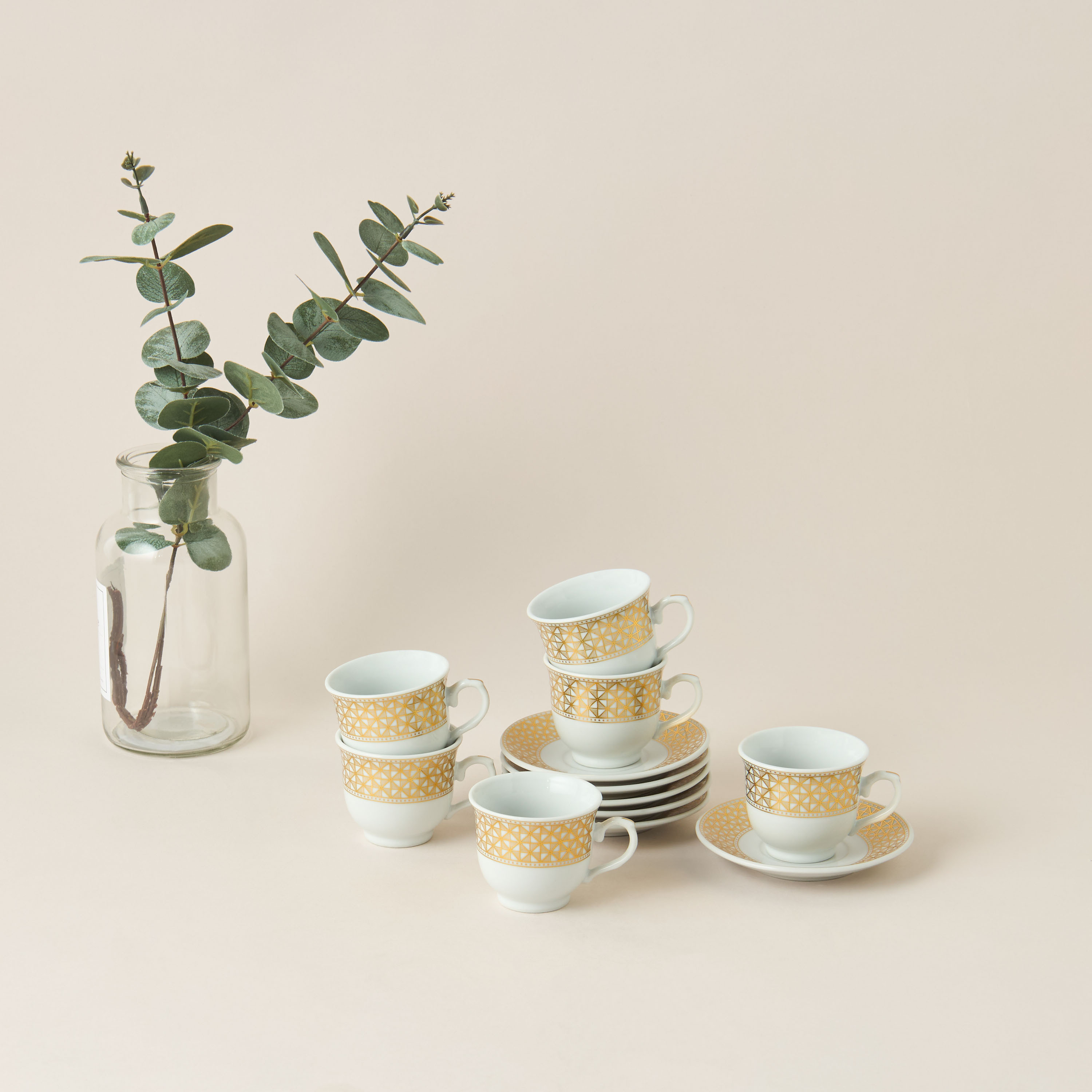Linear Luxe 12-Piece Cup and Saucer Set-household-dining-teaandcoffee-teaandcoffeesets-image-2