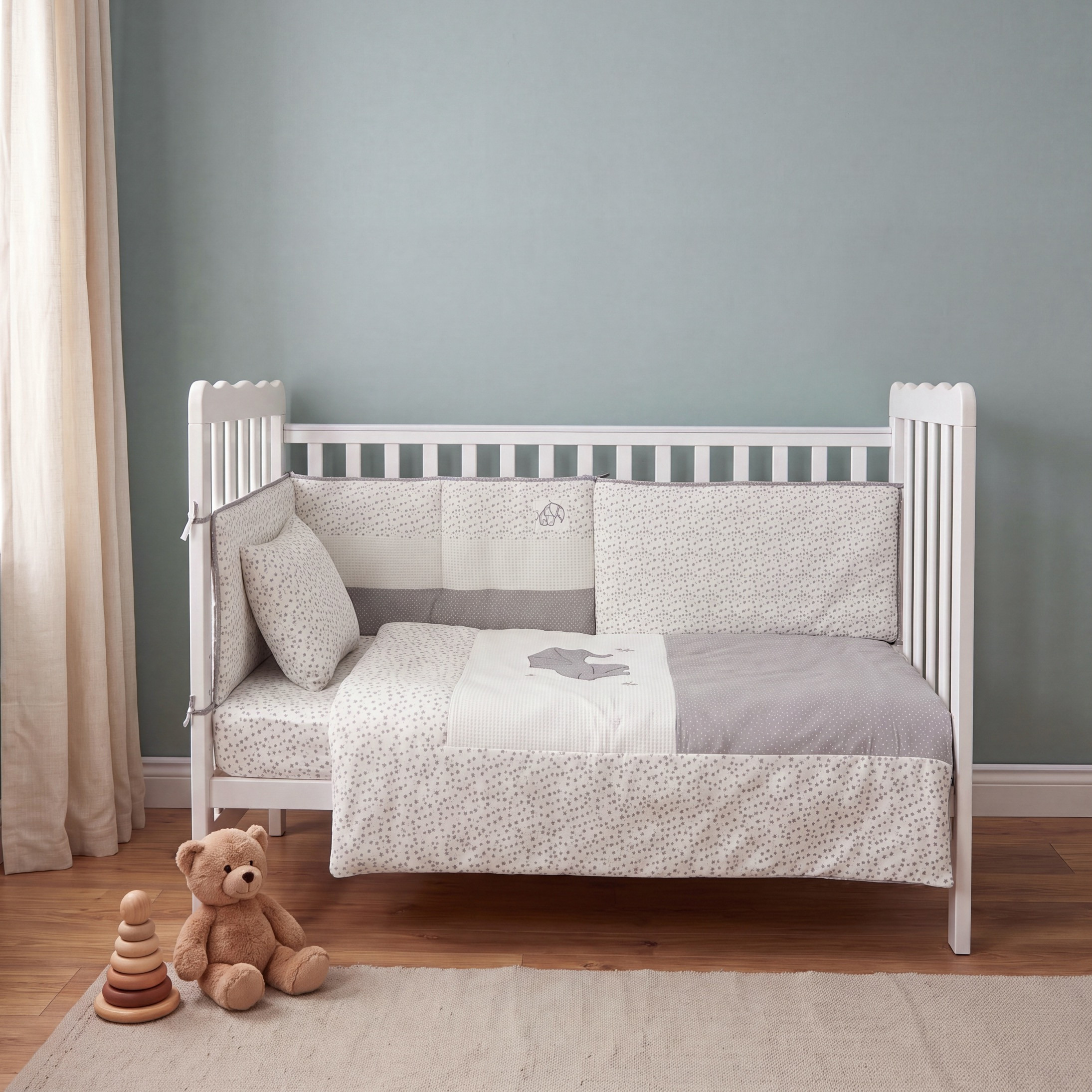 Cambrass Baby Bedding Set with Elephant Star Print, 100x130 cm-baby-nursery-babybedding-image-2