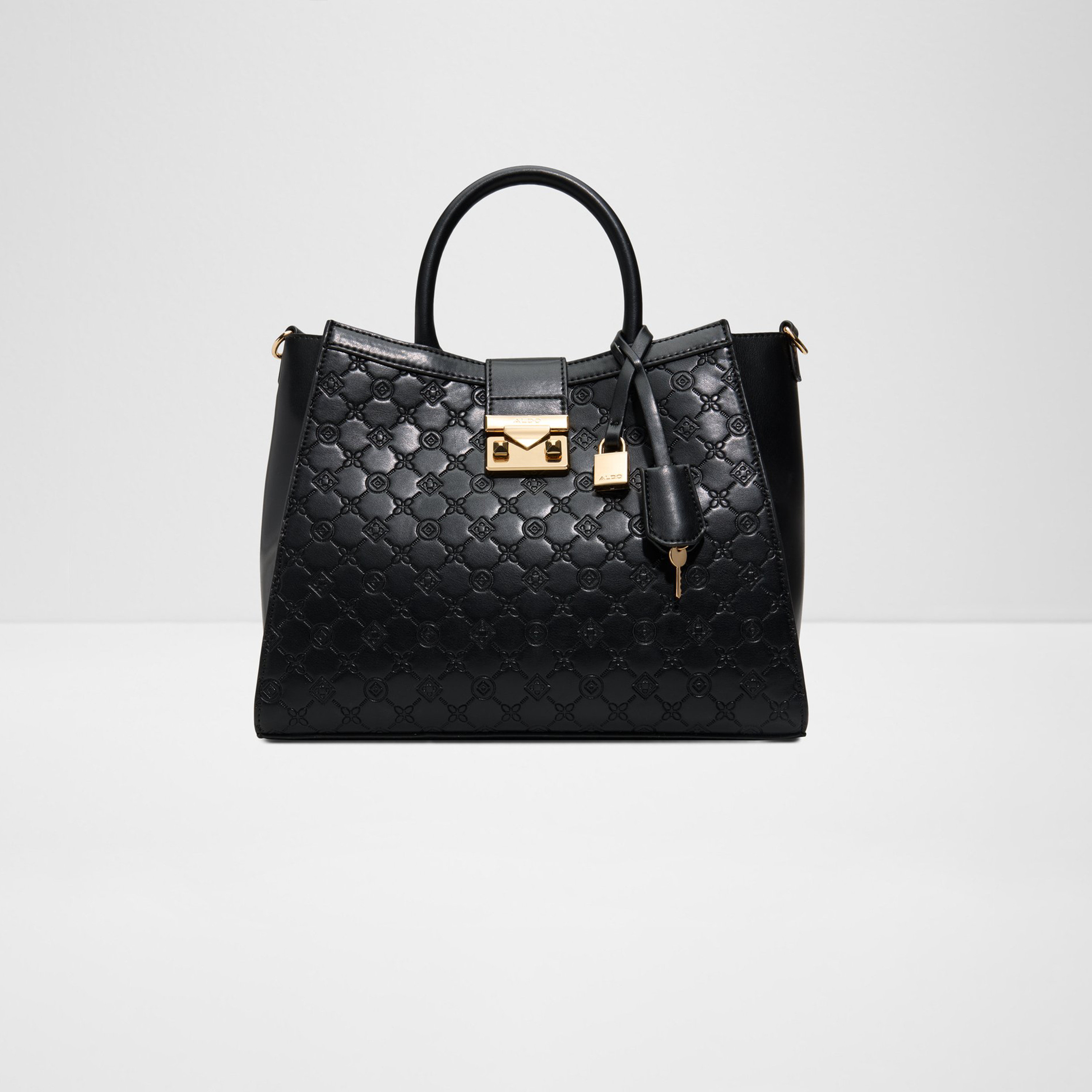 Aldo Crelally Monogram Double Handle Satchel Bag with Flap Closure and Detachable Strap-women-bagsandwallets-handbags-image-1