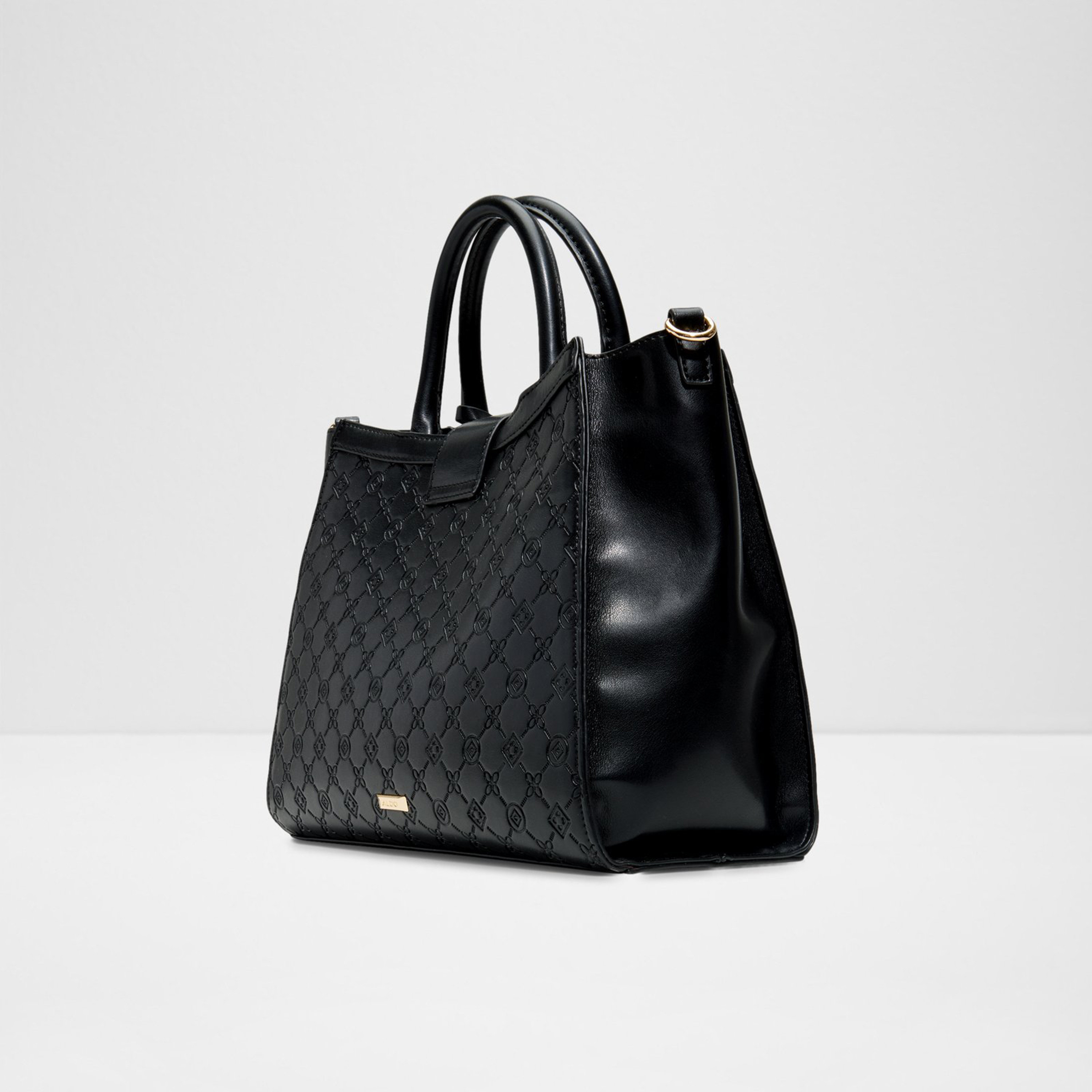 Aldo Crelally Monogram Double Handle Satchel Bag with Flap Closure and Detachable Strap-women-bagsandwallets-handbags-image-2