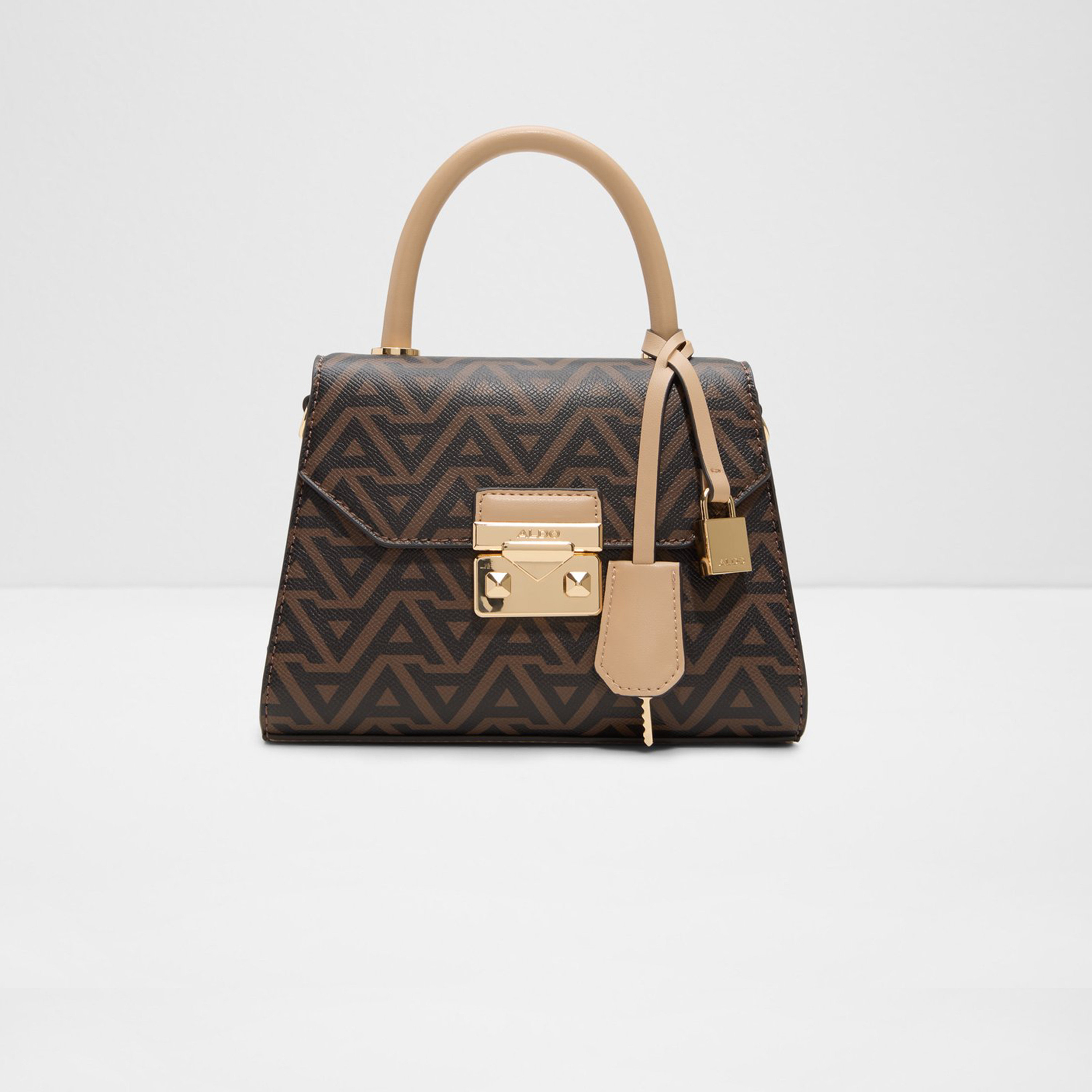 Aldo Crellita Monogram Top Handle Satchel Bag with Flap Closure and Detachable Strap-women-bagsandwallets-handbags-image-1