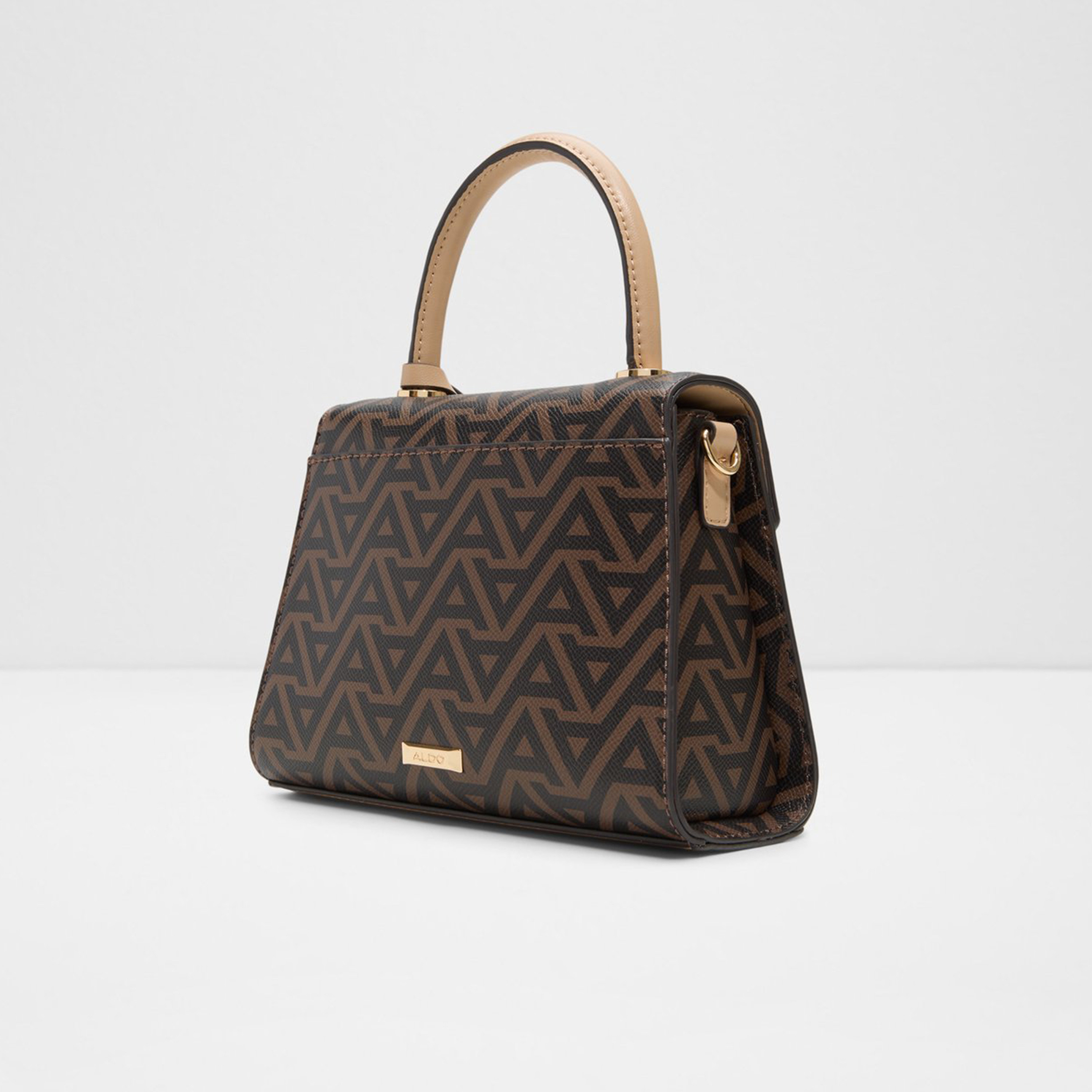 Aldo Crellita Monogram Top Handle Satchel Bag with Flap Closure and Detachable Strap-women-bagsandwallets-handbags-image-2