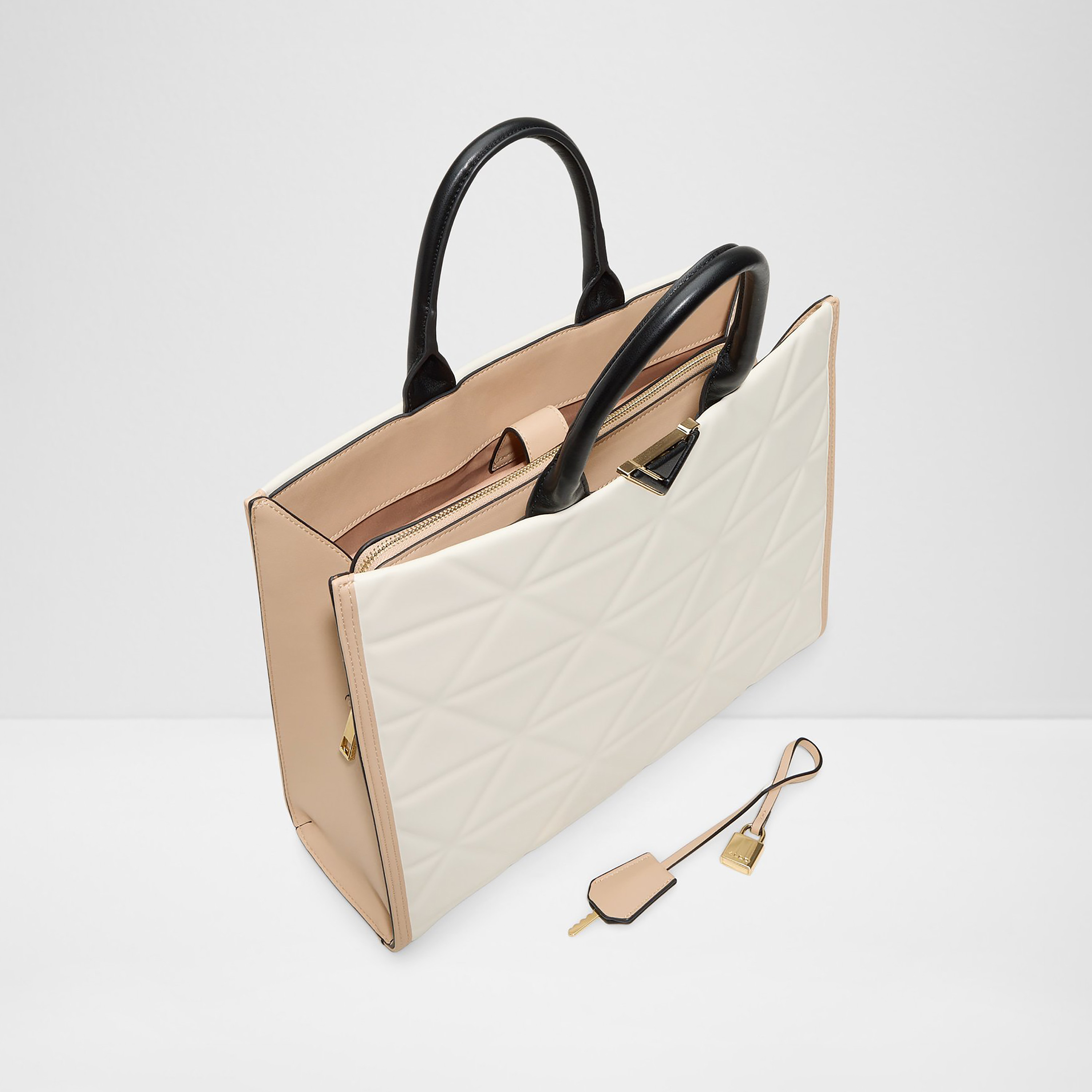 Aldo Gweneth Quilted Double Handle Tote Bag with Zip Closure & Detachable Strap-women-bagsandwallets-handbags-image-3