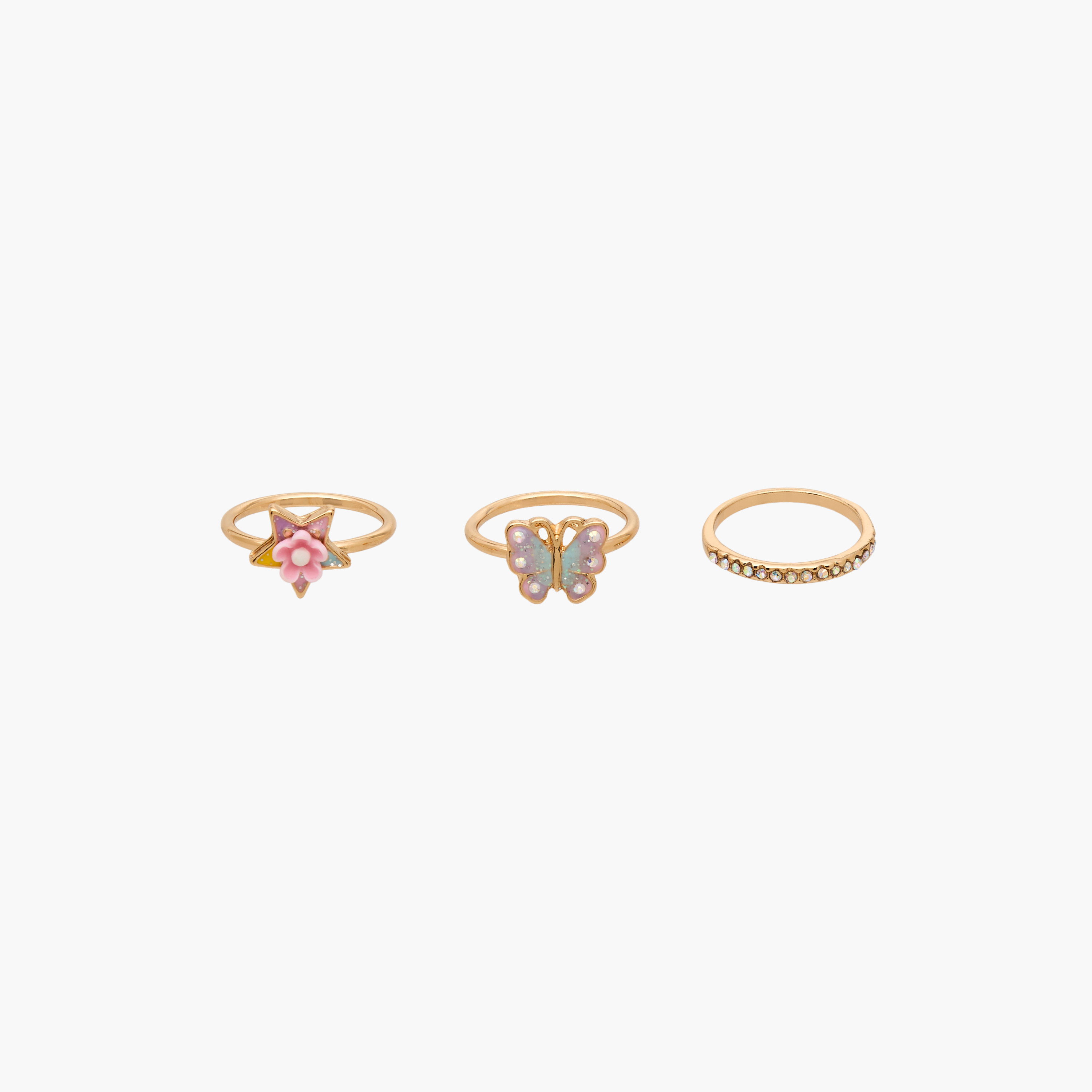 Charmz Girls Ring with Embellishments - Metal - Set of 3-girls-accessories-hairaccessories-image-1