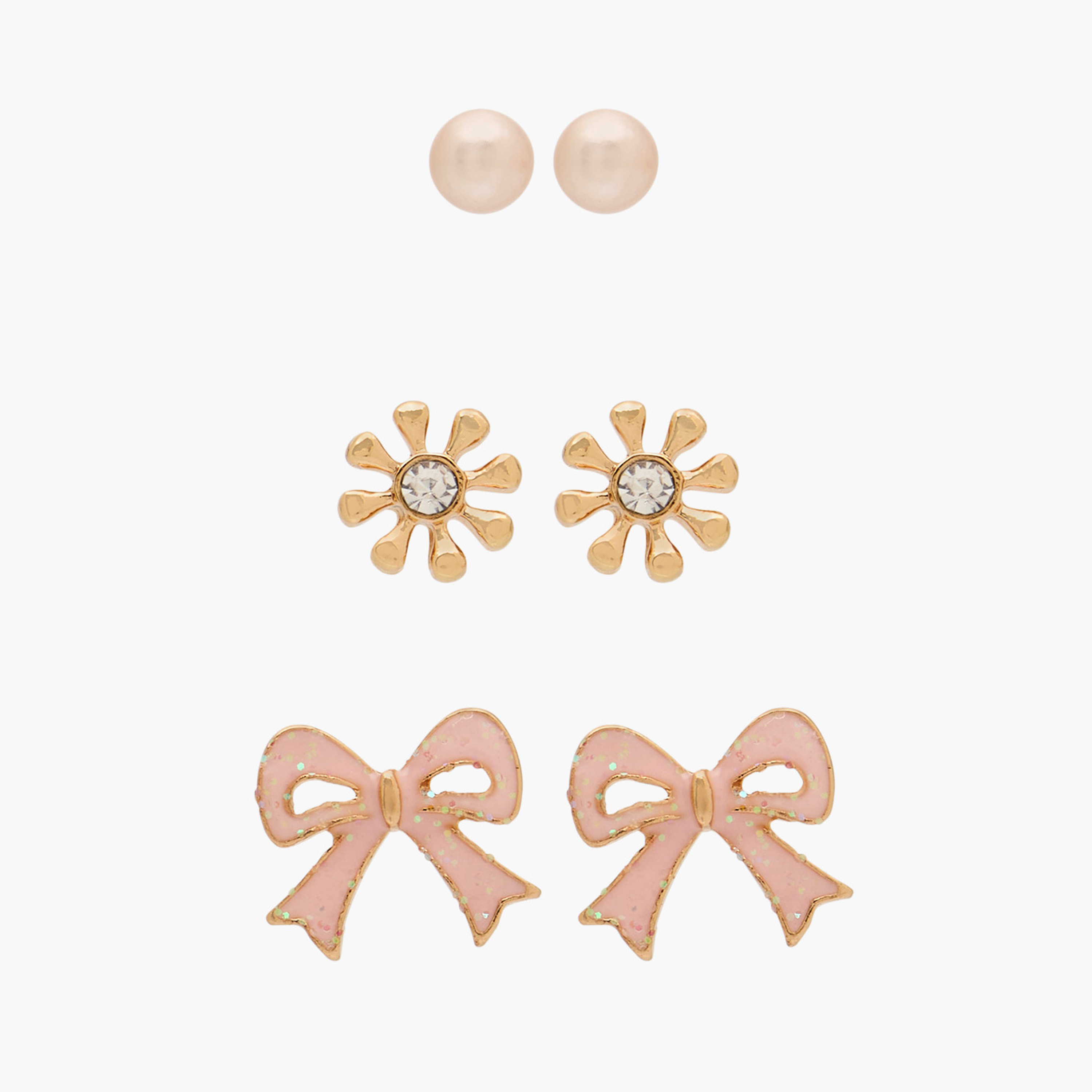 أقراط بناتية بتفاصيل مزينة من تشارمز - معدن - مجموعة من 3-girls-accessories-jewellery-image-1
