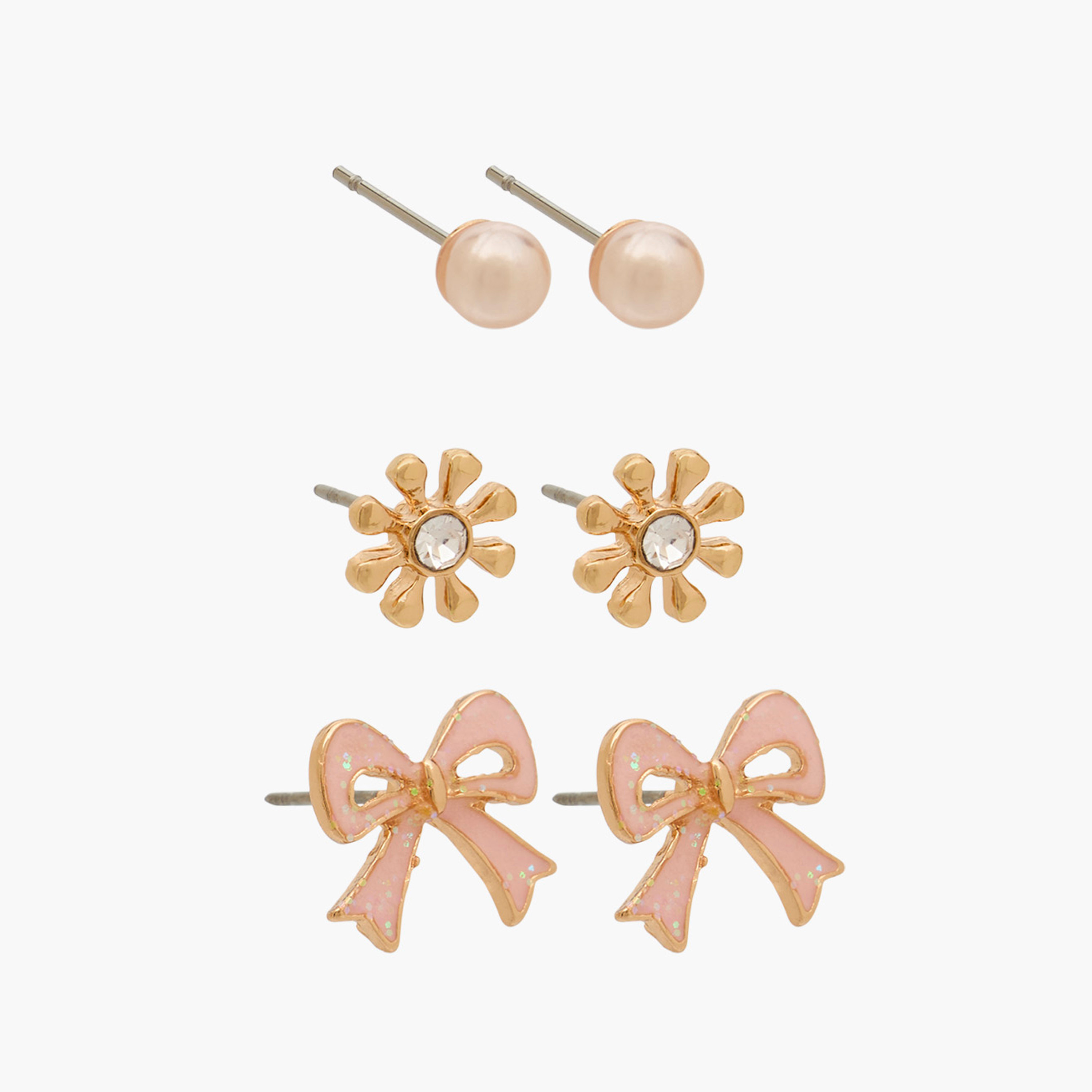 أقراط بناتية بتفاصيل مزينة من تشارمز - معدن - مجموعة من 3-girls-accessories-jewellery-image-2