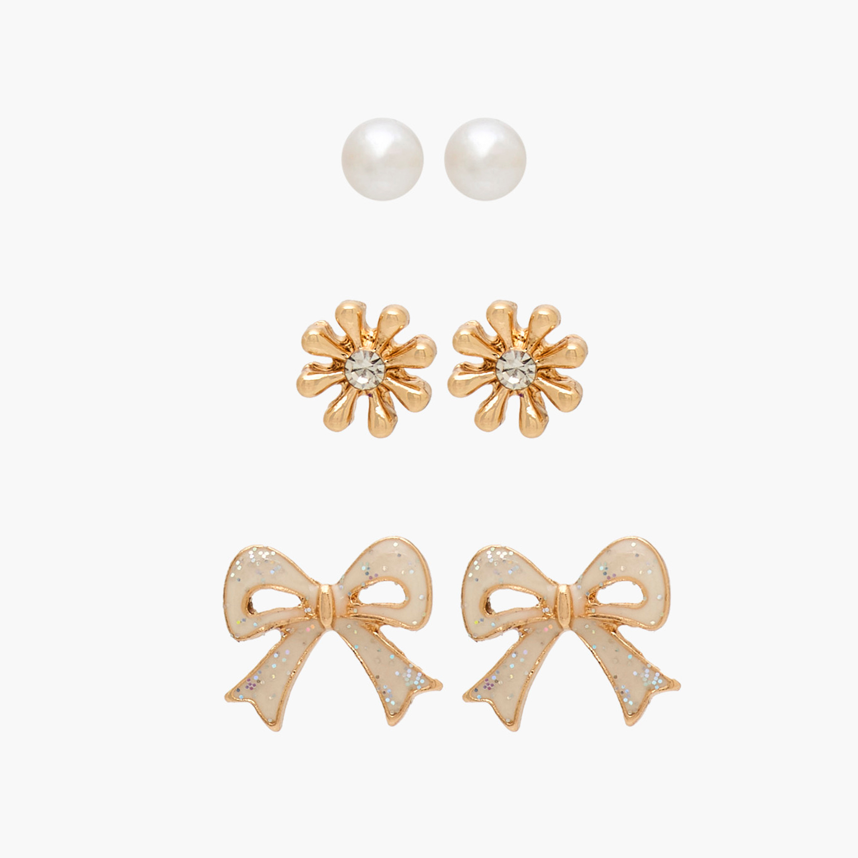 أقراط بناتية بتفاصيل مزينة من تشارمز - معدن - مجموعة من 3-girls-accessories-jewellery-image-1