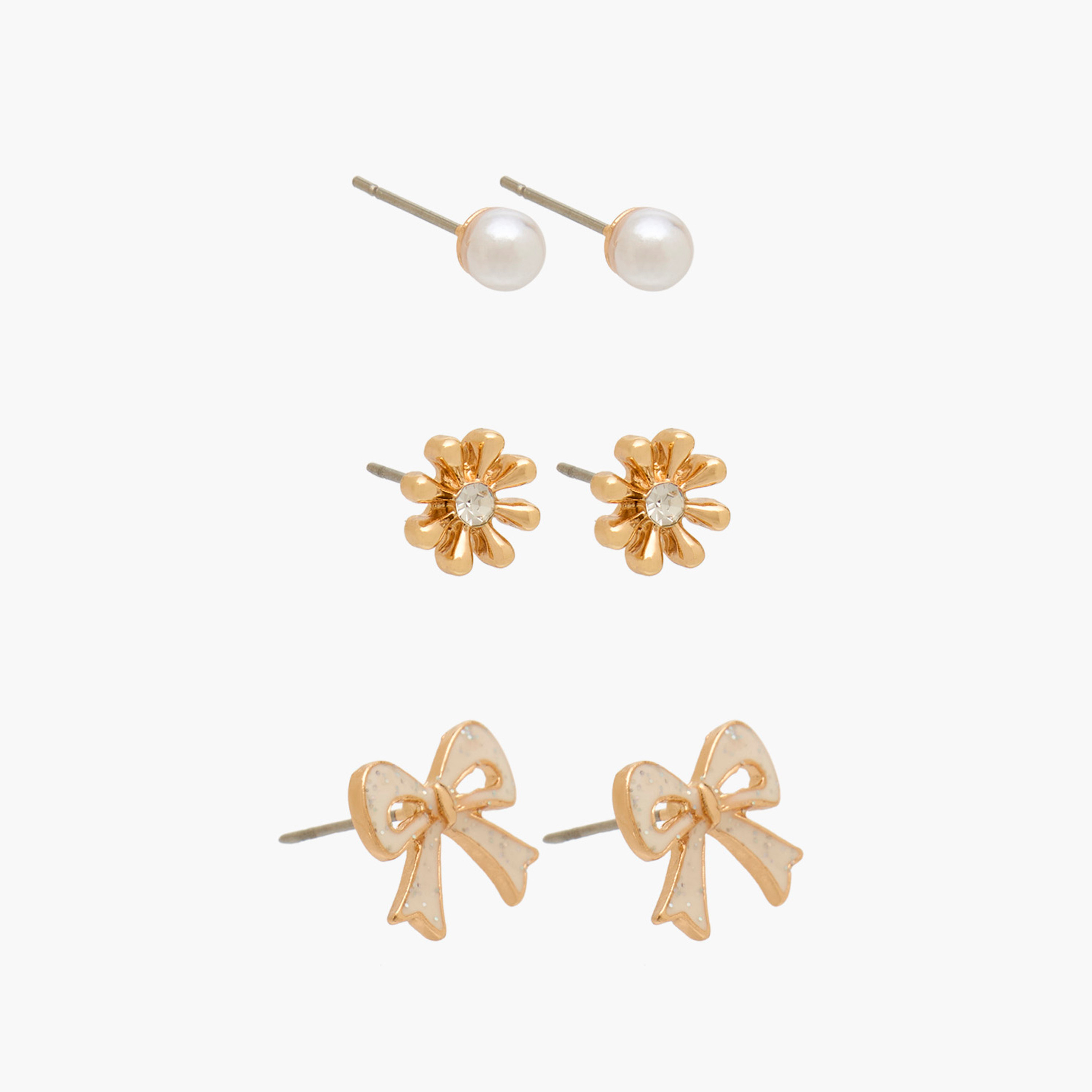أقراط بناتية بتفاصيل مزينة من تشارمز - معدن - مجموعة من 3-girls-accessories-jewellery-image-2