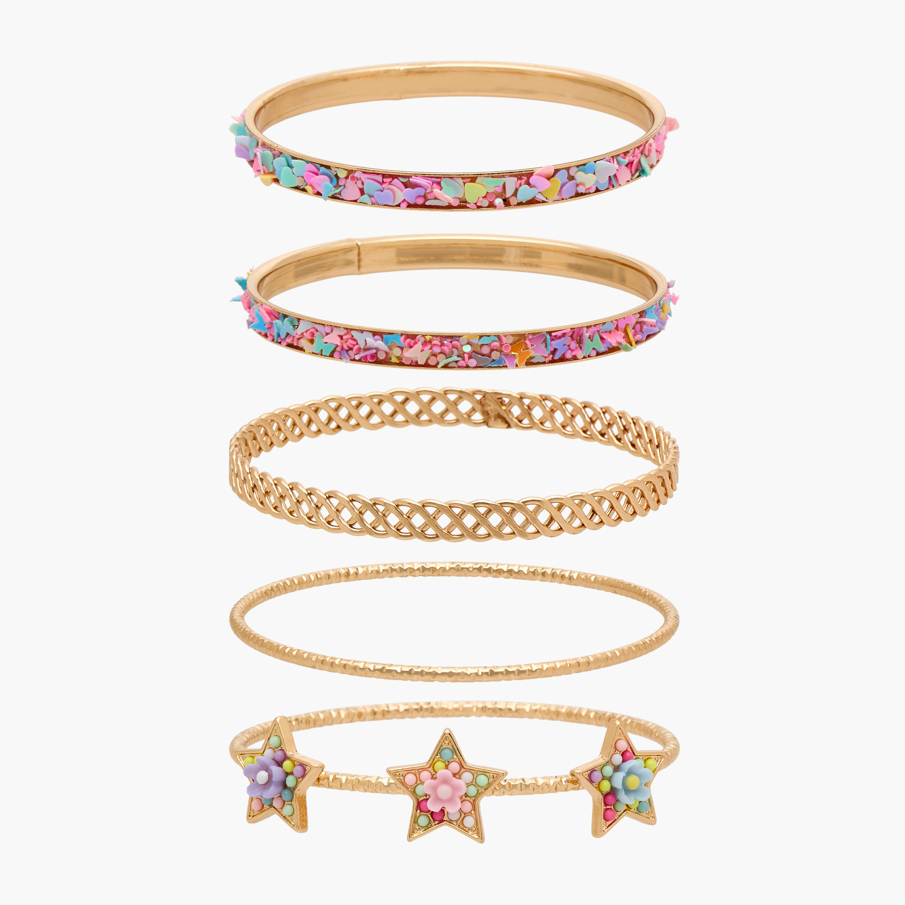 Charmz Girls Bangle with Embellishments - Metal - Set of 5-girls-accessories-jewellery-image-1