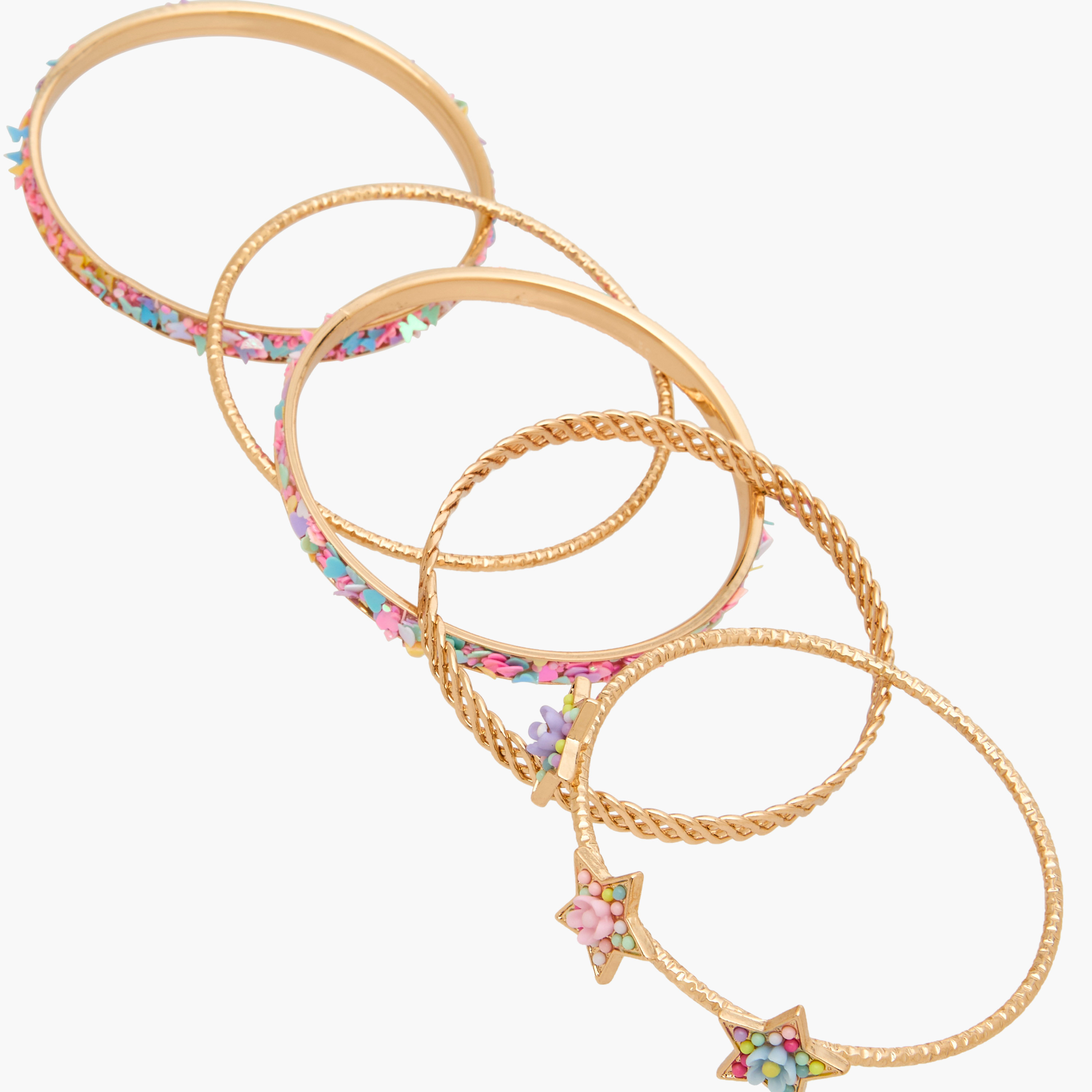 Charmz Girls Bangle with Embellishments - Metal - Set of 5-girls-accessories-jewellery-image-7