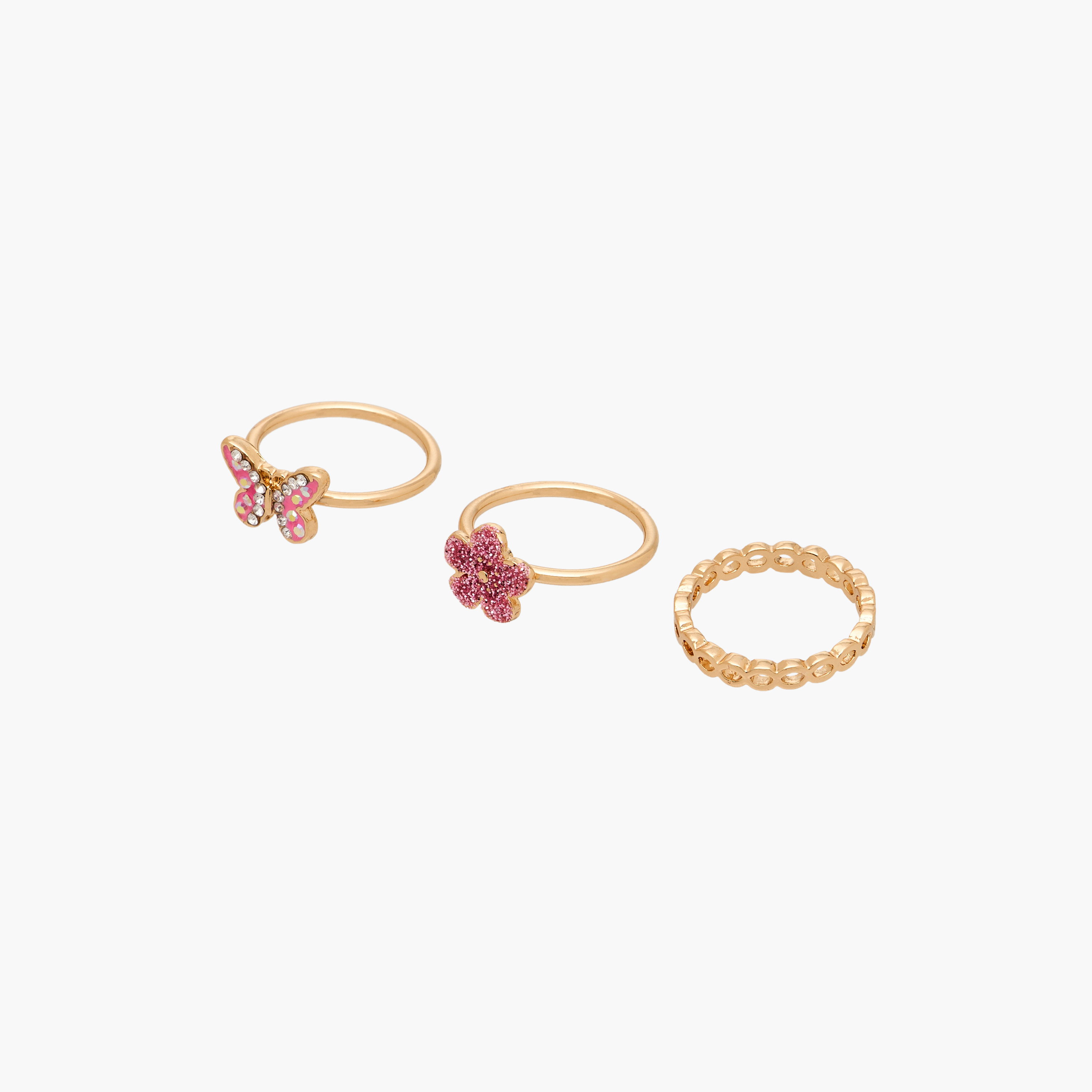 Charmz Girls Ring with Embellishments - Metal - Set of 3-girls-accessories-jewellery-image-2