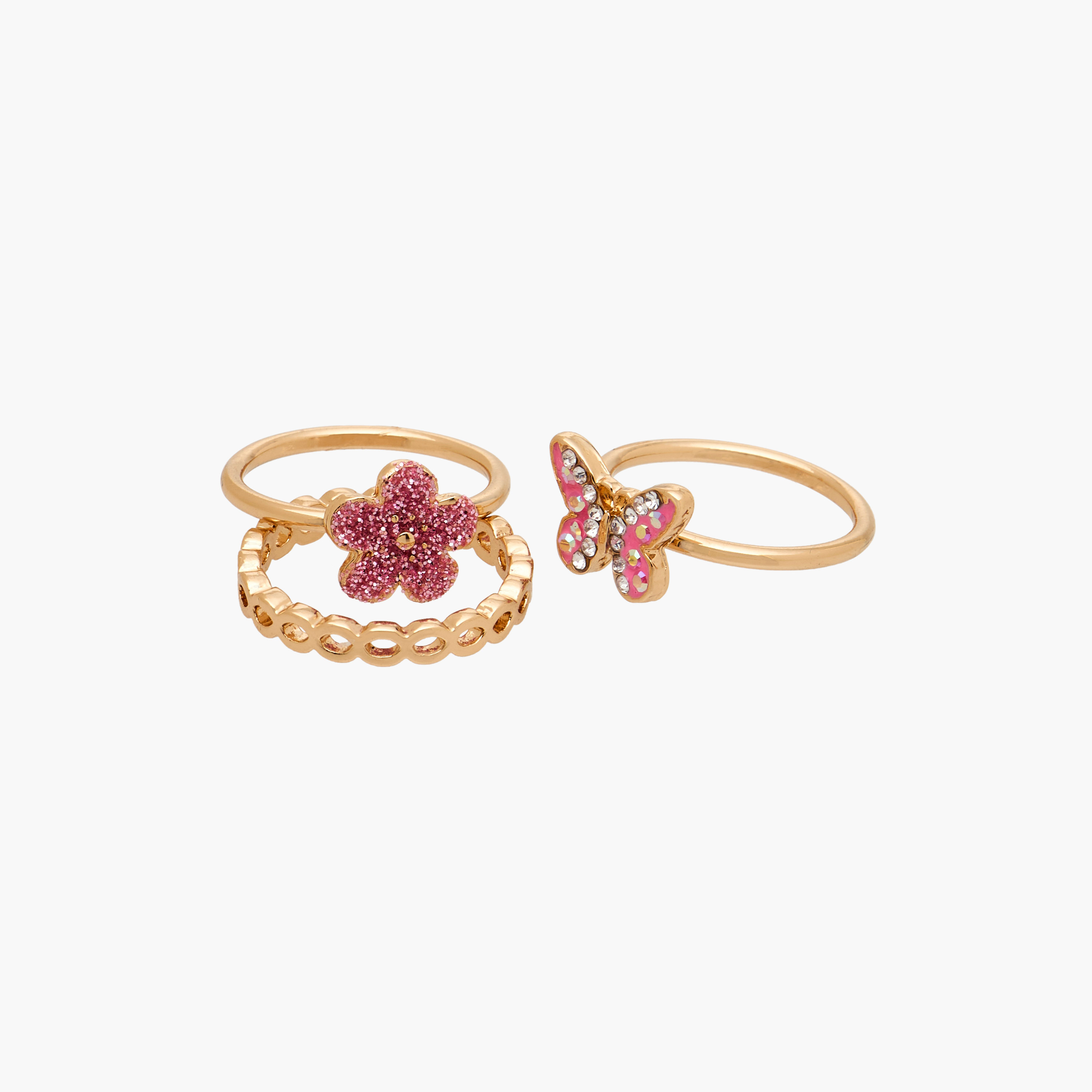 Charmz Girls Ring with Embellishments - Metal - Set of 3-girls-accessories-jewellery-image-3