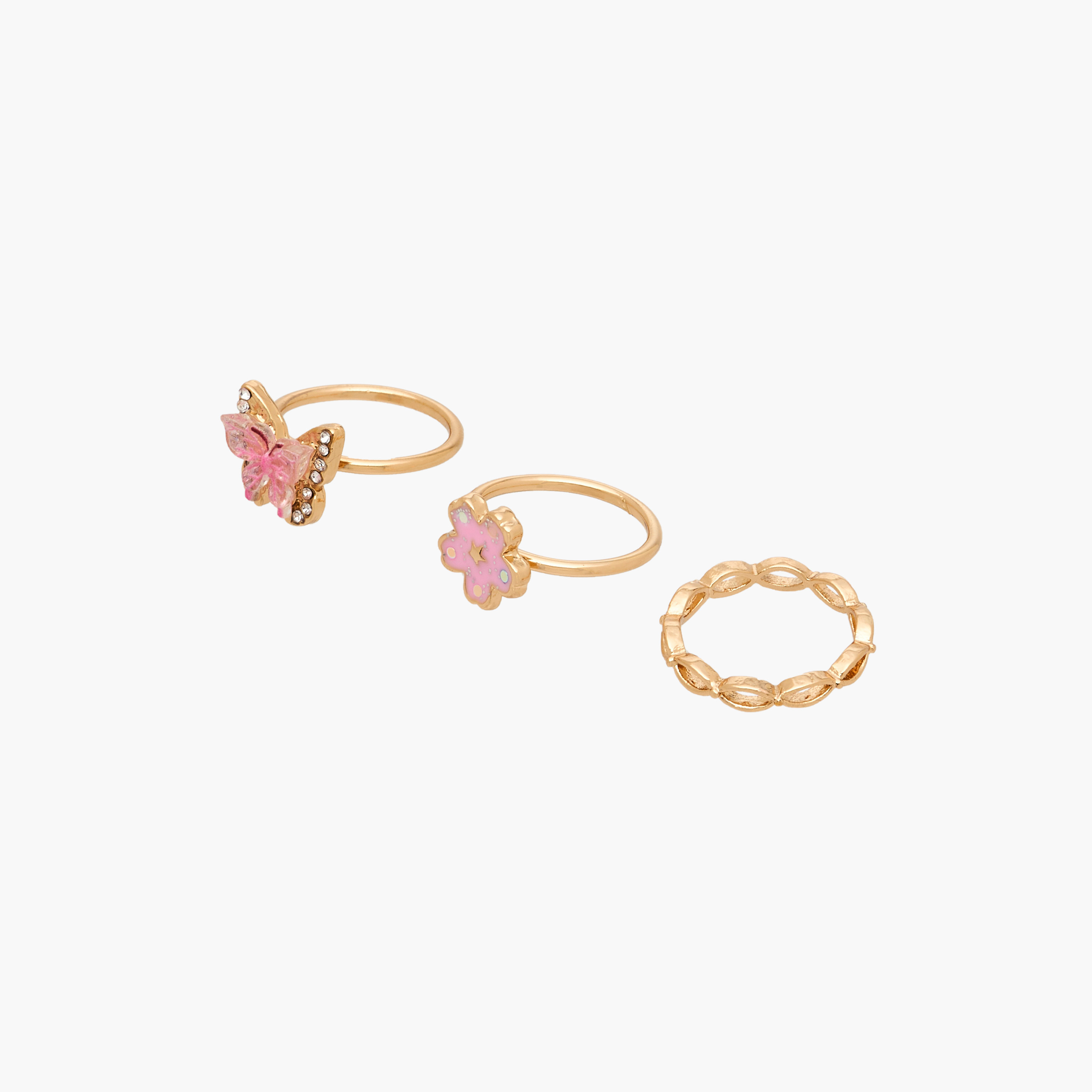 Charmz Girls Ring with Embellishments - Metal - Set of 3-girls-accessories-jewellery-image-2