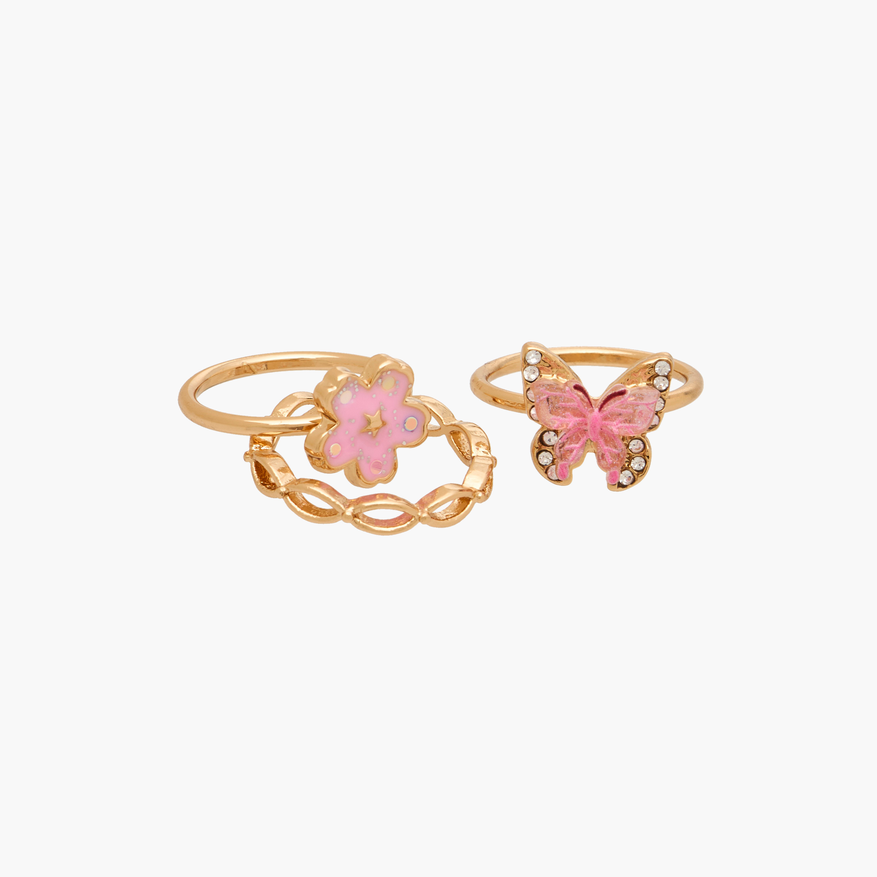 Charmz Girls Ring with Embellishments - Metal - Set of 3-girls-accessories-jewellery-image-3