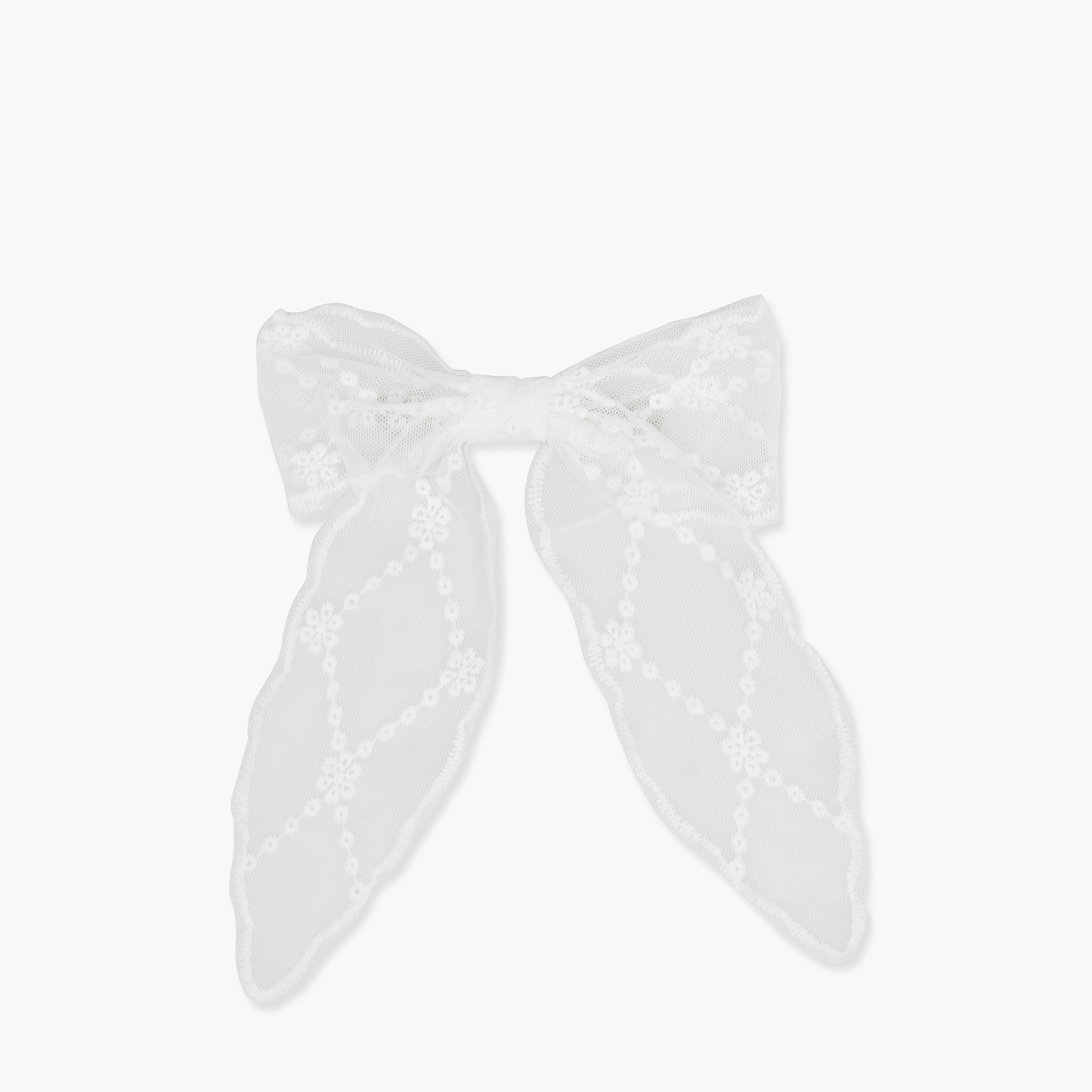 Embroidered Lace Bow Barette Hair Clip-women-hairaccessories-clips-image-1
