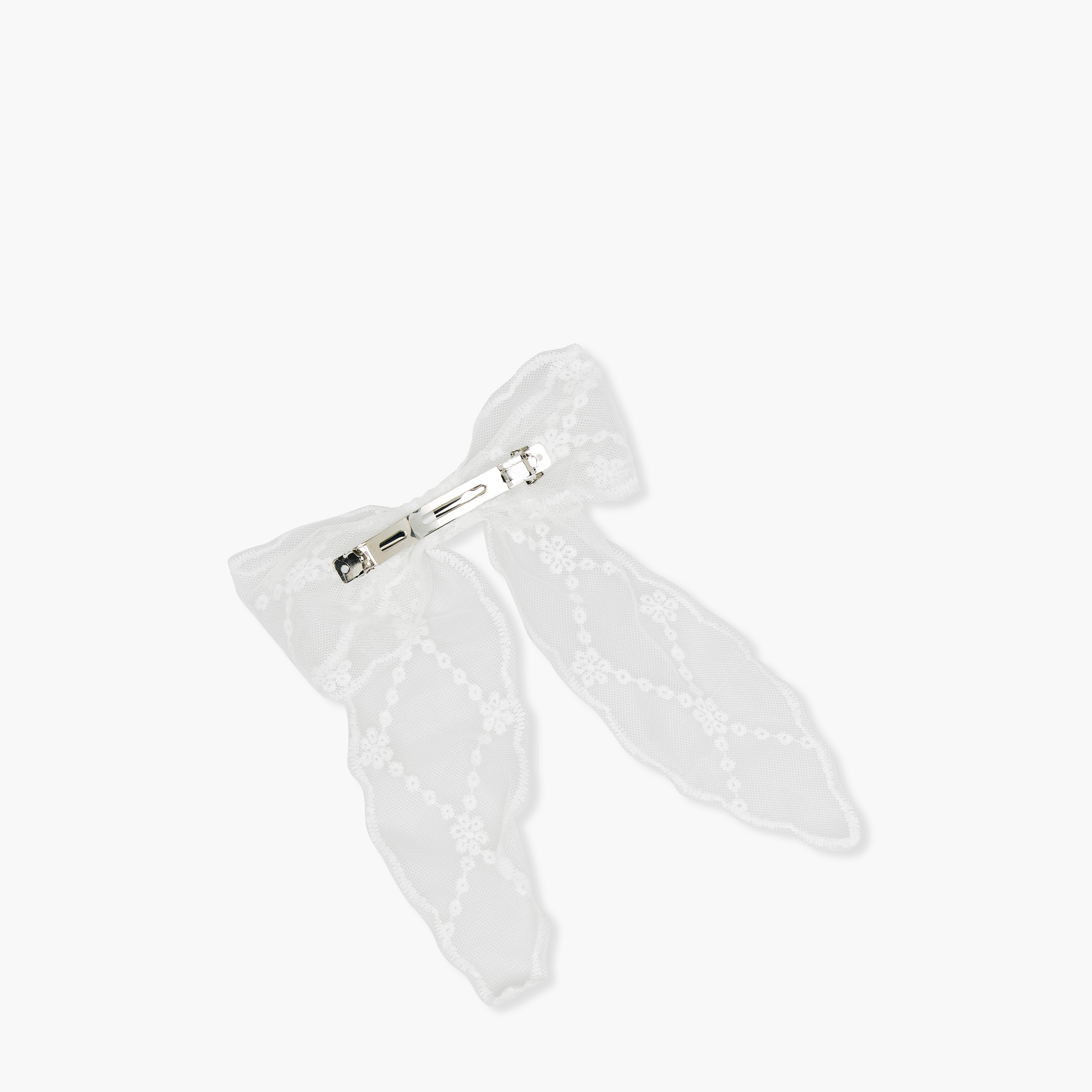 Embroidered Lace Bow Barette Hair Clip-women-hairaccessories-clips-image-3
