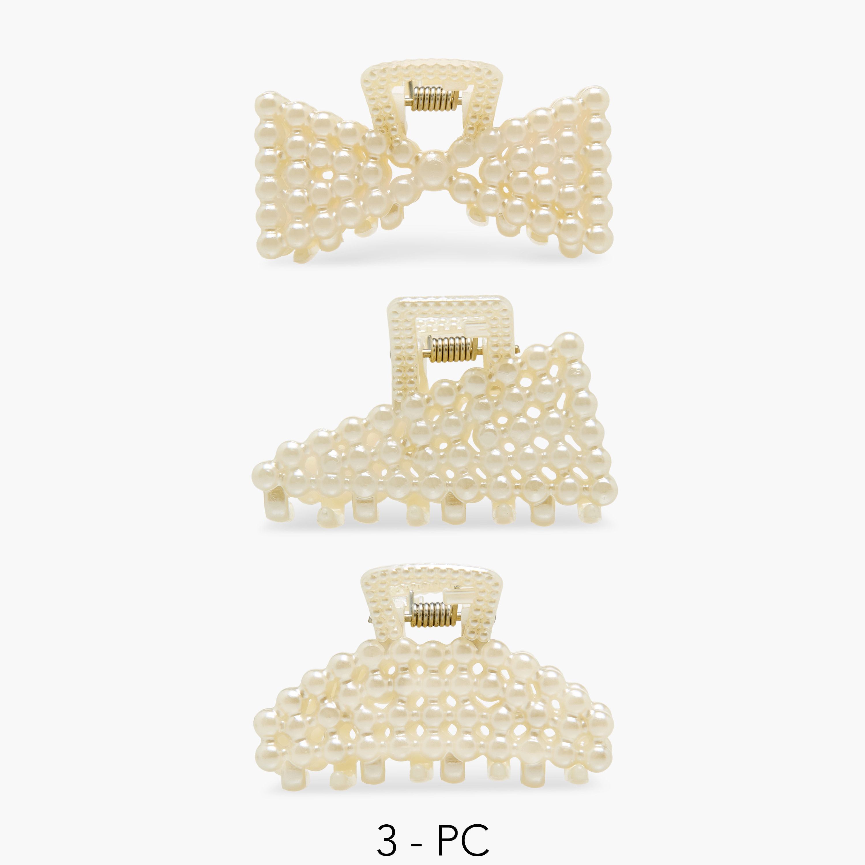 Pack of 3 Assorted Hair Clamps with Pearl Embellishment-women-hairaccessories-clamps-image-1
