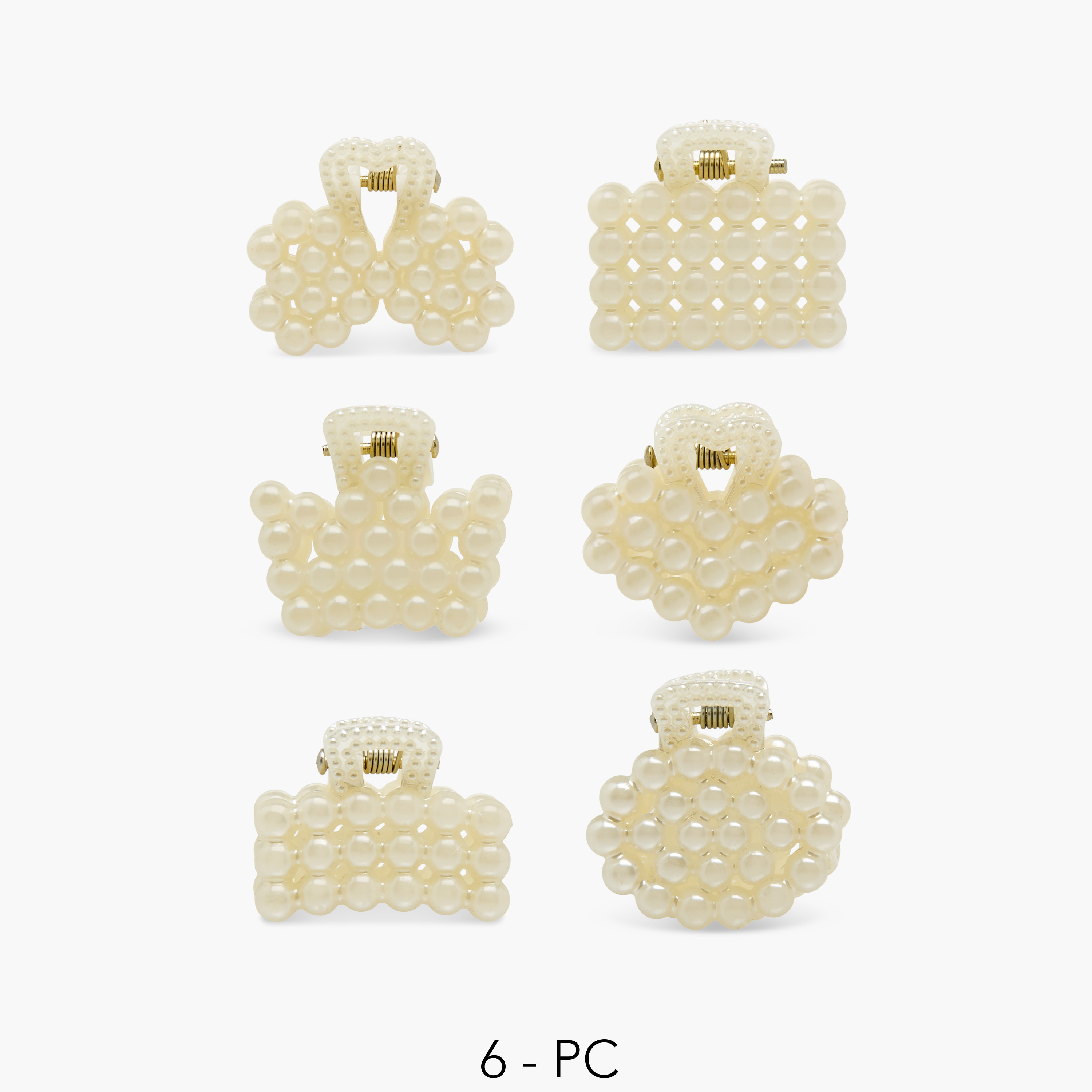 Pack of 6 Hair Clamps with Pearl Embellished Detail-women-hairaccessories-clamps-image-1
