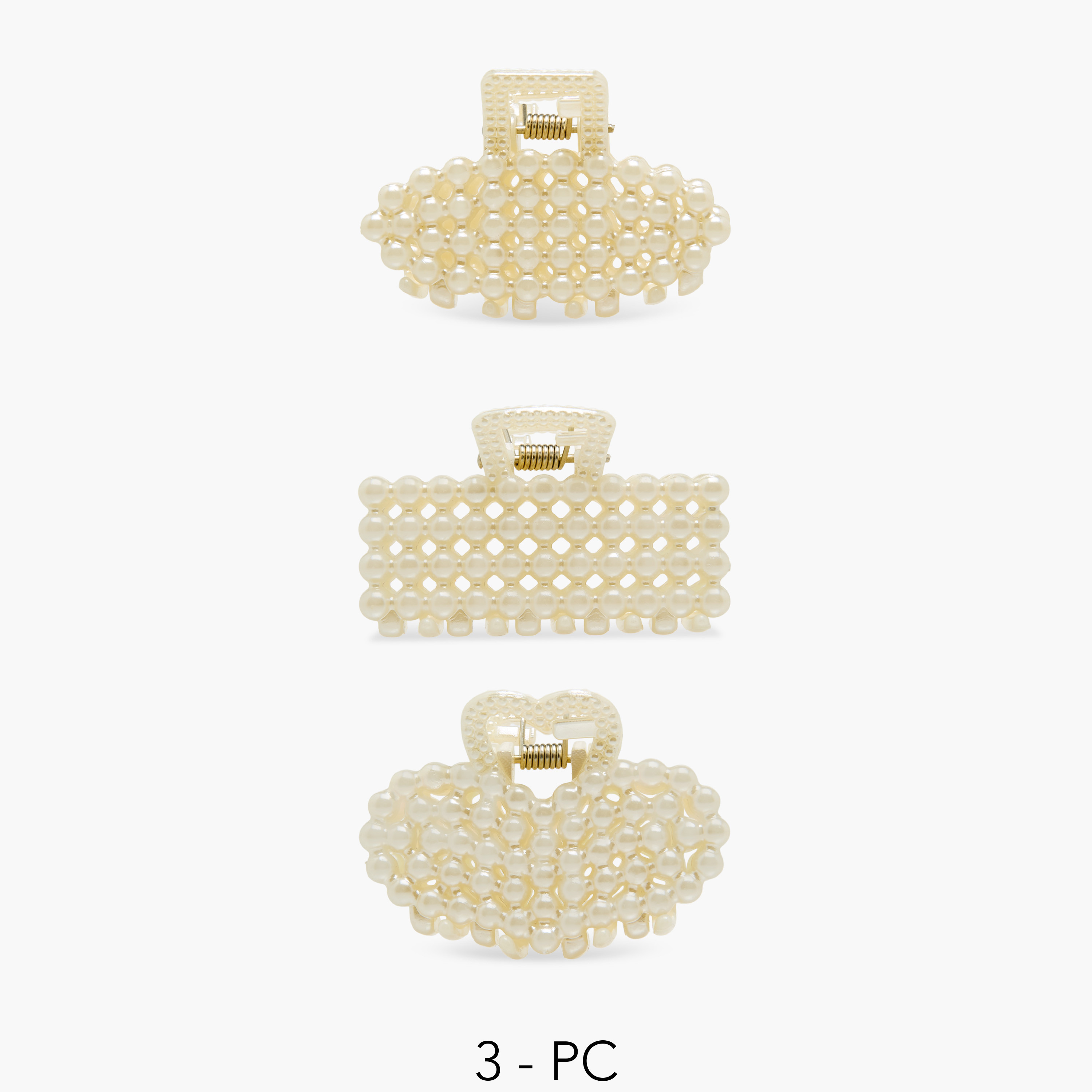 Pack of 3 Hair Clamps with Pearl Embellished Detail-women-hairaccessories-clamps-image-1