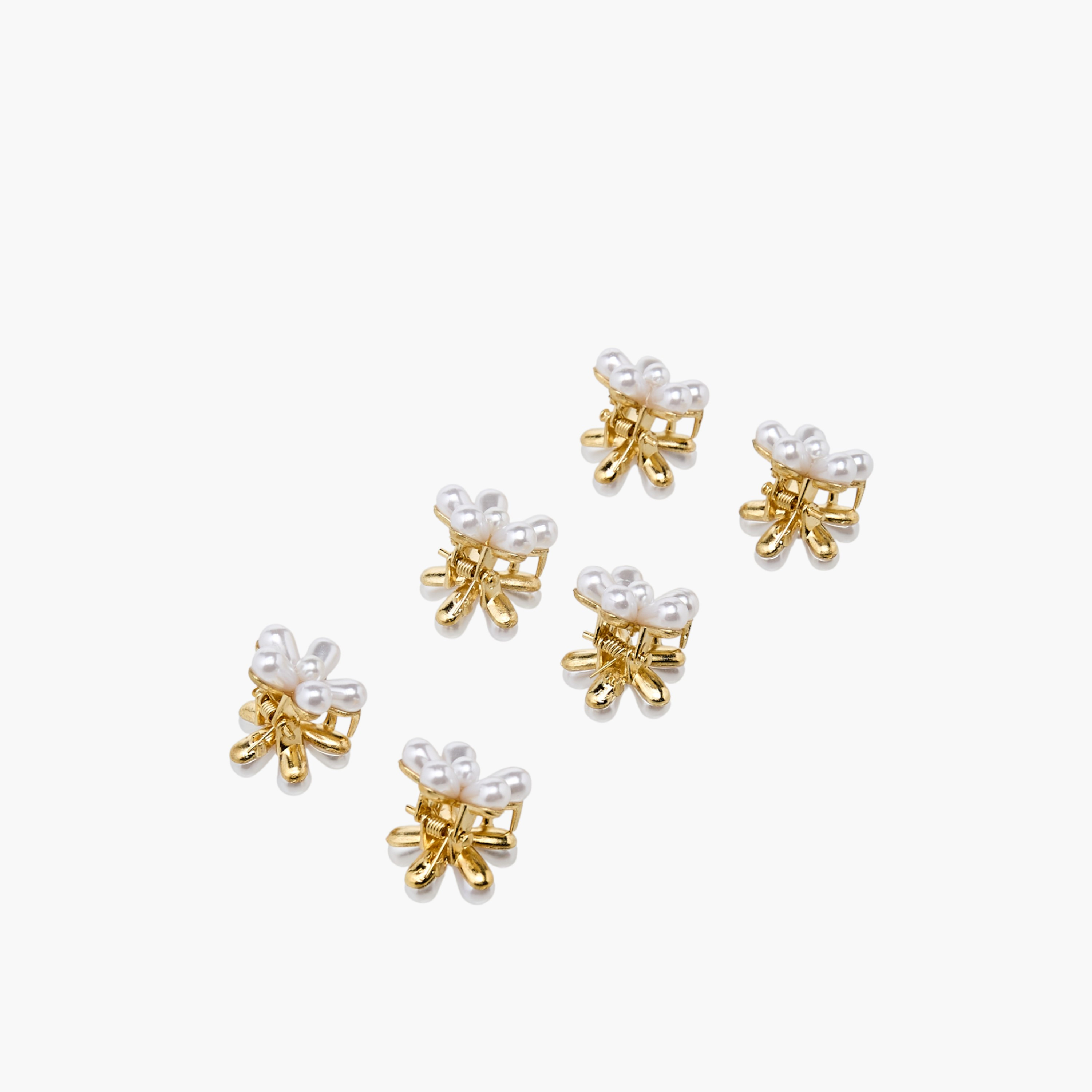 مشابك شعر أزهار بتزيينات لؤلؤ - عبوة 6 قطع-women-hairaccessories-clamps-image-3
