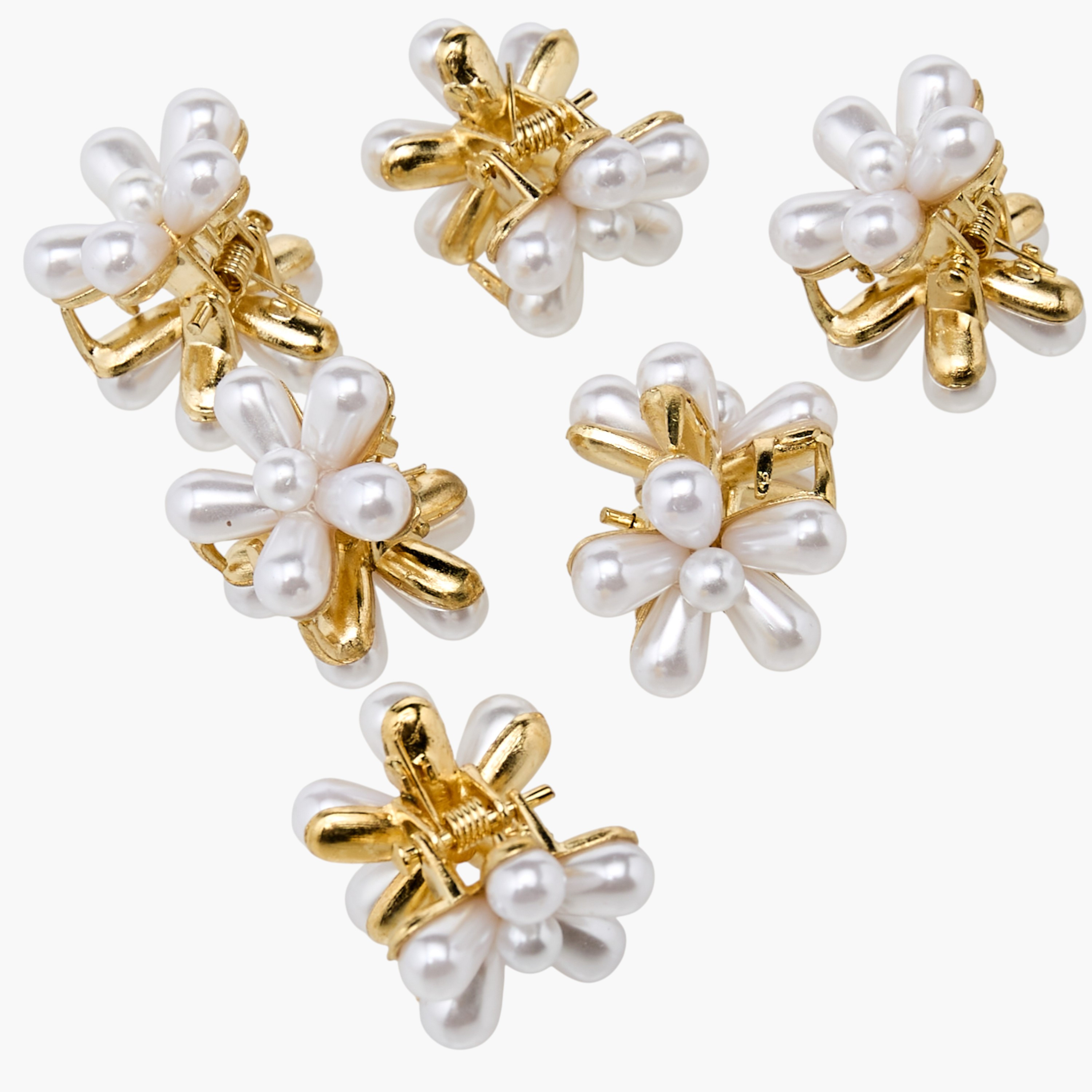 مشابك شعر أزهار بتزيينات لؤلؤ - عبوة 6 قطع-women-hairaccessories-clamps-image-4