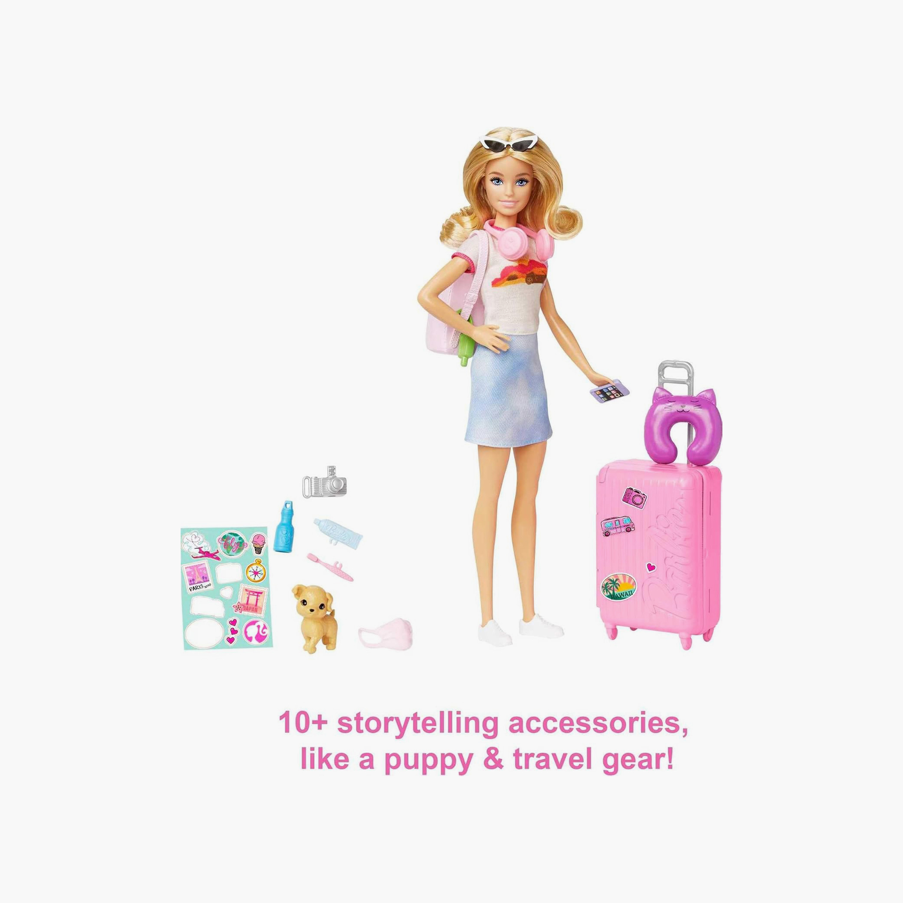 Barbie Doll and Accessories Travel Set with Puppy and 10+ Pieces - Malibu-toys-dollsandplaysets-dollplaysets-image-4
