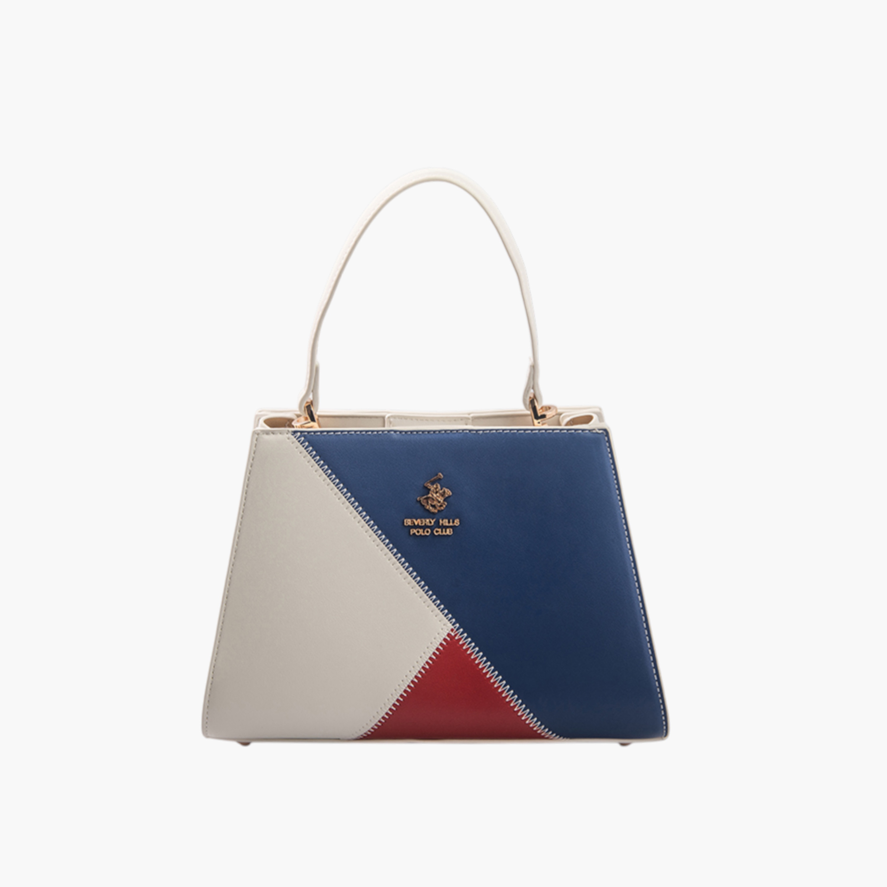 شنطة ساتشيل بقوالب ملونة وحزام قابل للفصل وسحاب إغلاق من بيفرلي هيلز بولو كلوب-women-bagsandwallets-handbags-image-1
